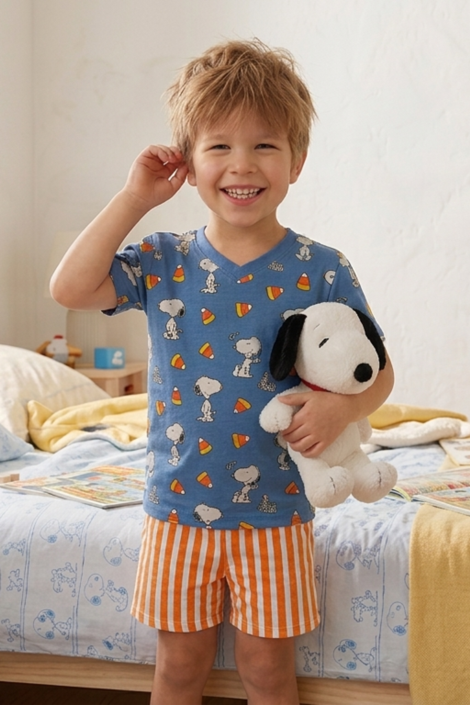 Pijama Infantil Meninos Manga Curta Snoopy