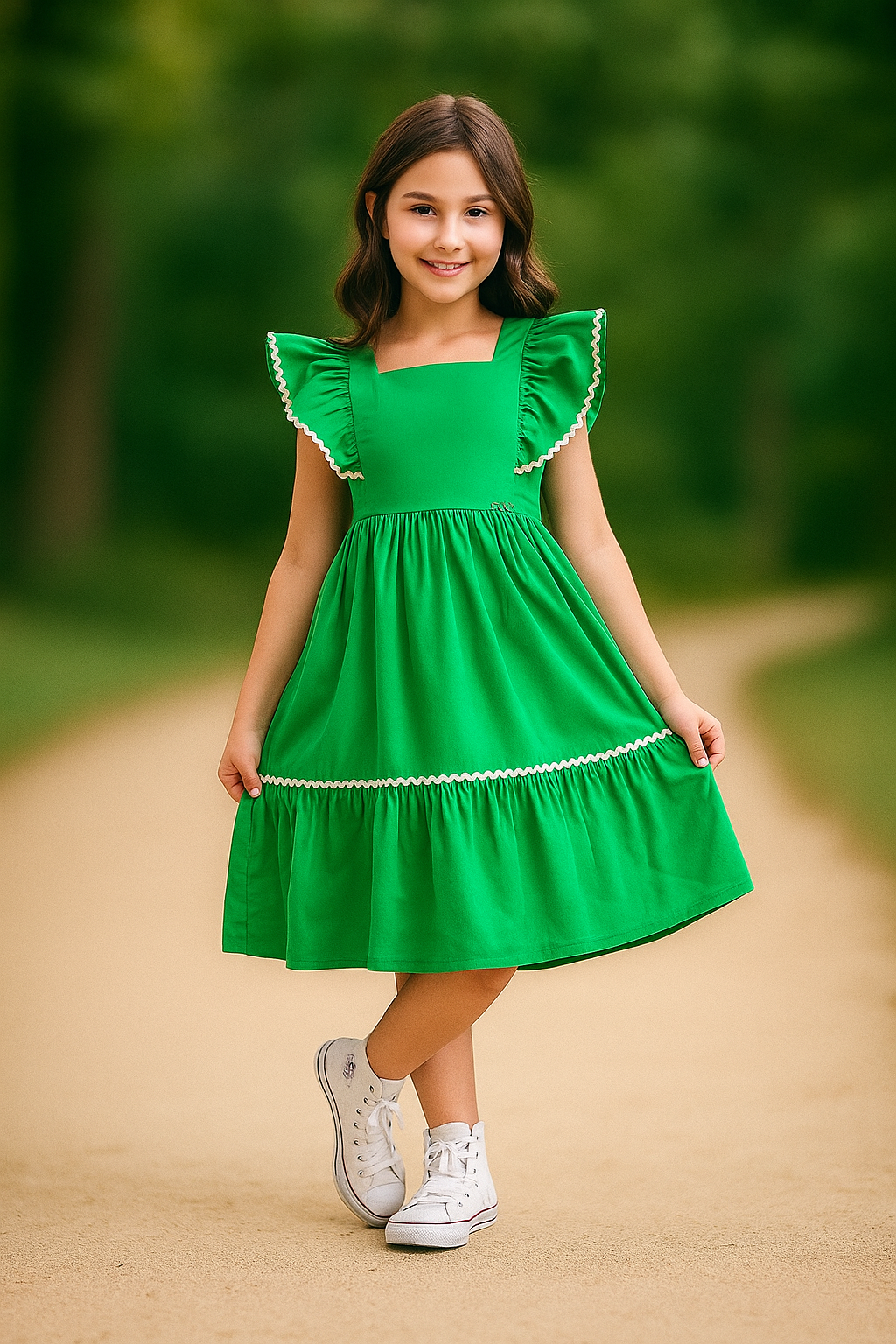 Vestido Infantil Midi em Tricoline Sianinhas