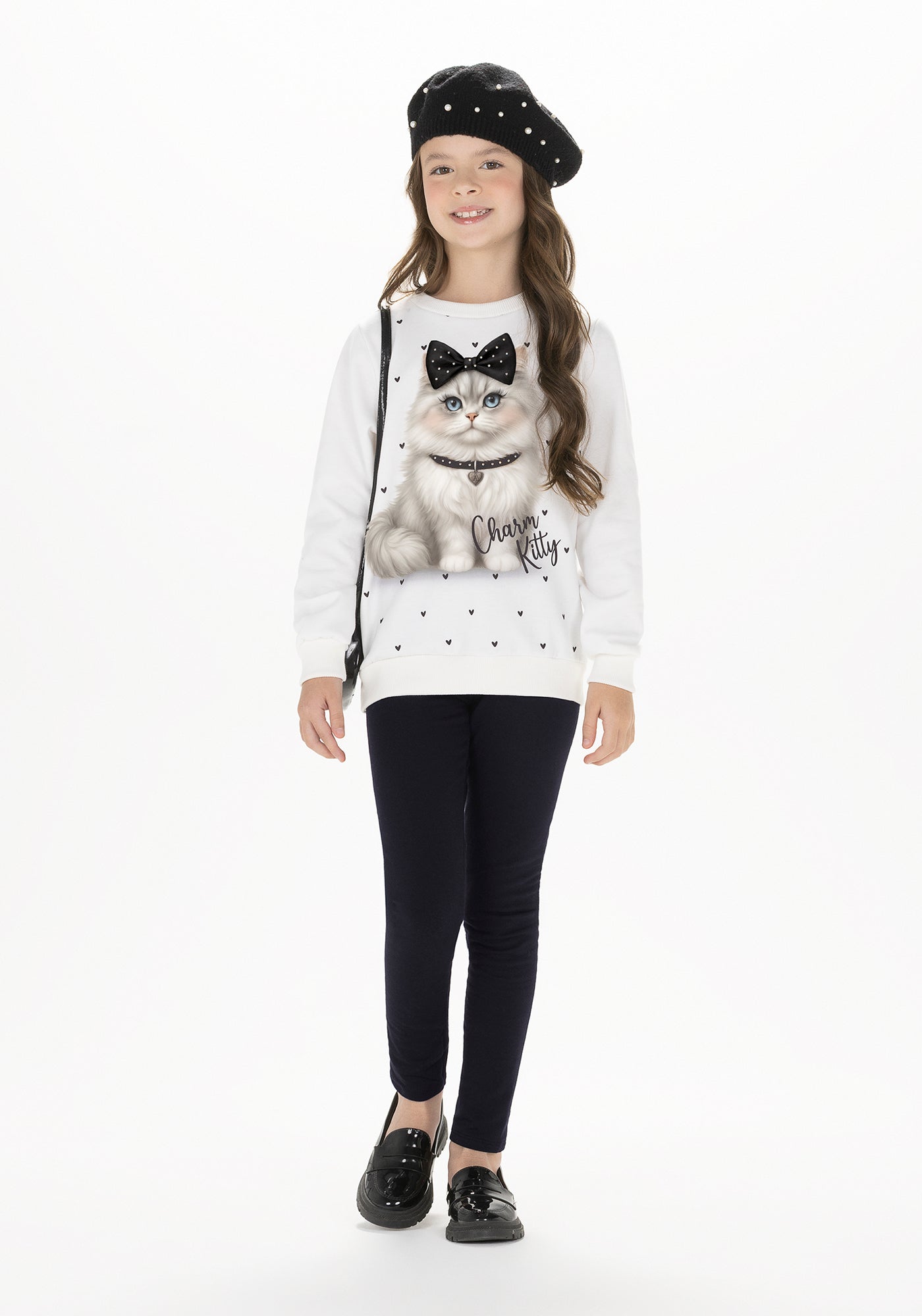 Conjunto Moletom Infantil Menina Alakazoo Gatinha Charm Kitty e Calça Legging