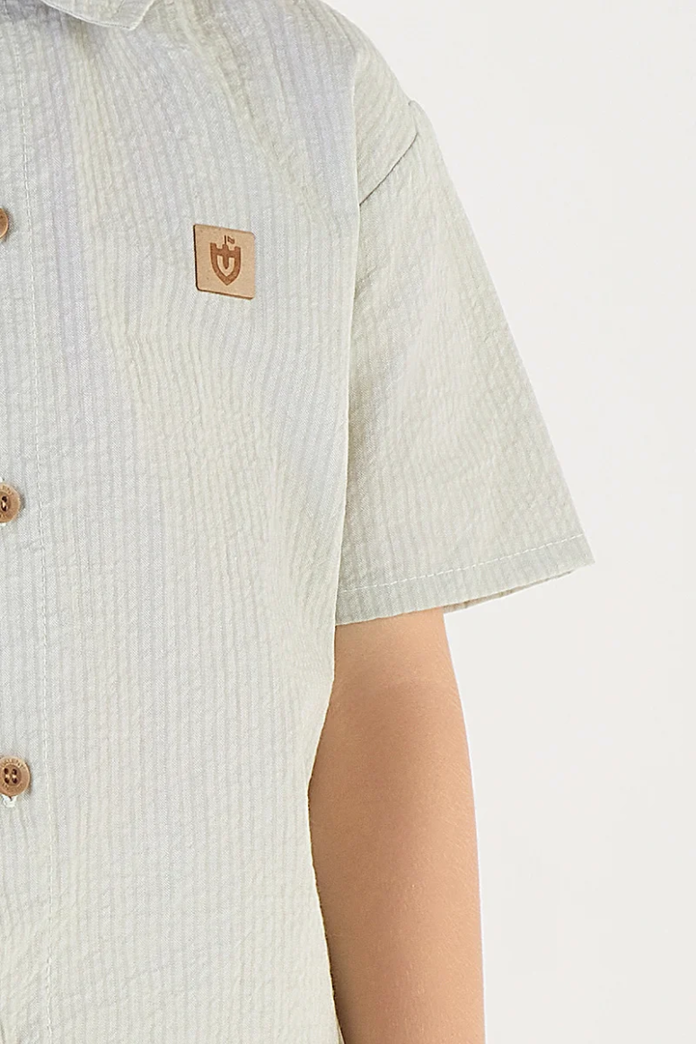 Conjunto Infantil Baby Meninos Camisa e Bermuda Off White