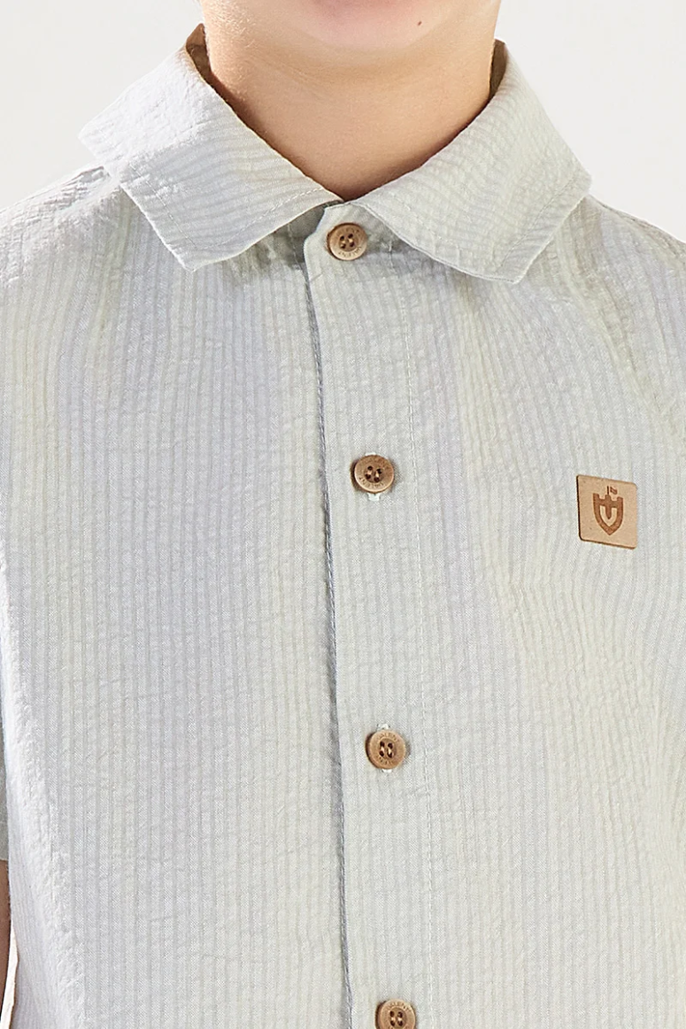 Conjunto Infantil Baby Meninos Camisa e Bermuda Off White