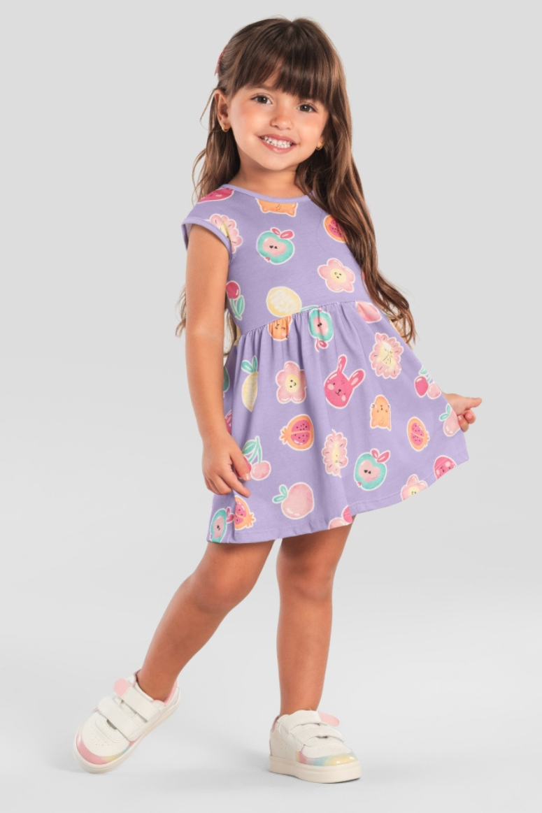 Vestido Baby Estampado Bichinhos 100% Algodão