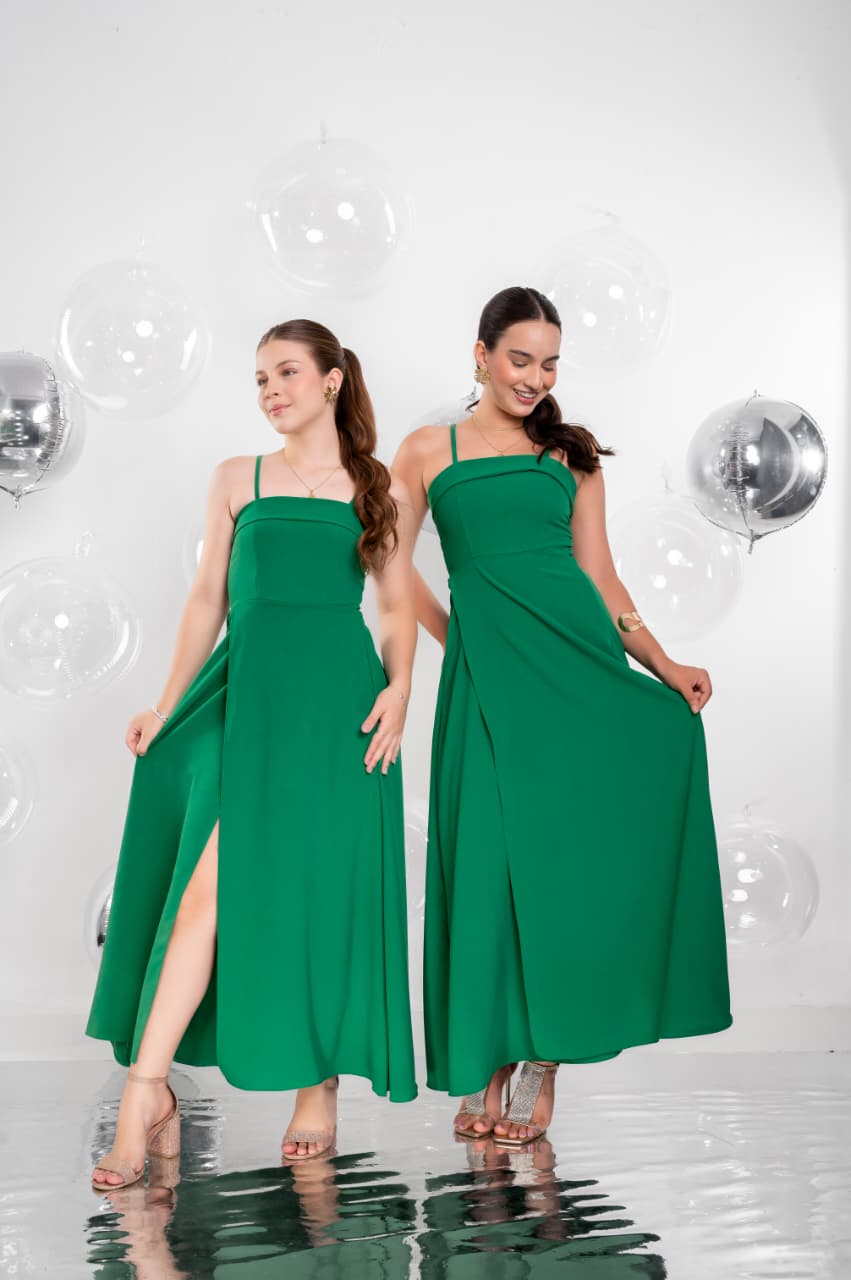 Vestido Longo Festas Verde Juvenil