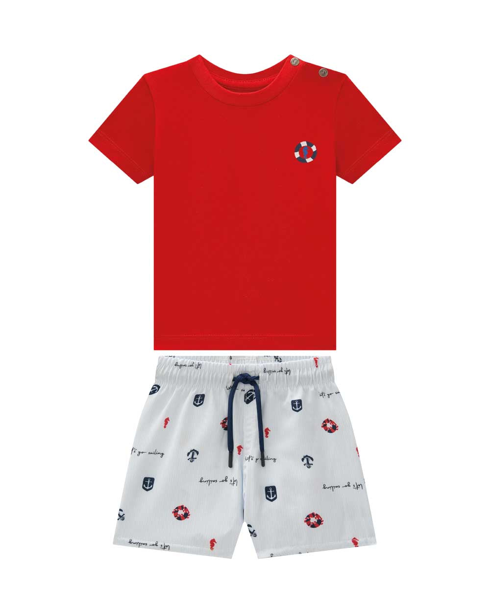 Conjunto Infantil Meninos Meia Malha Onda Marinha