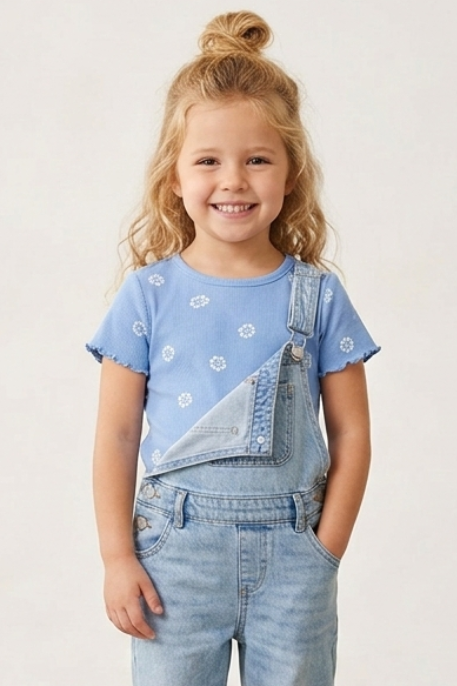 Blusa Infantil Meninas Malha Canelada Floral Brandili