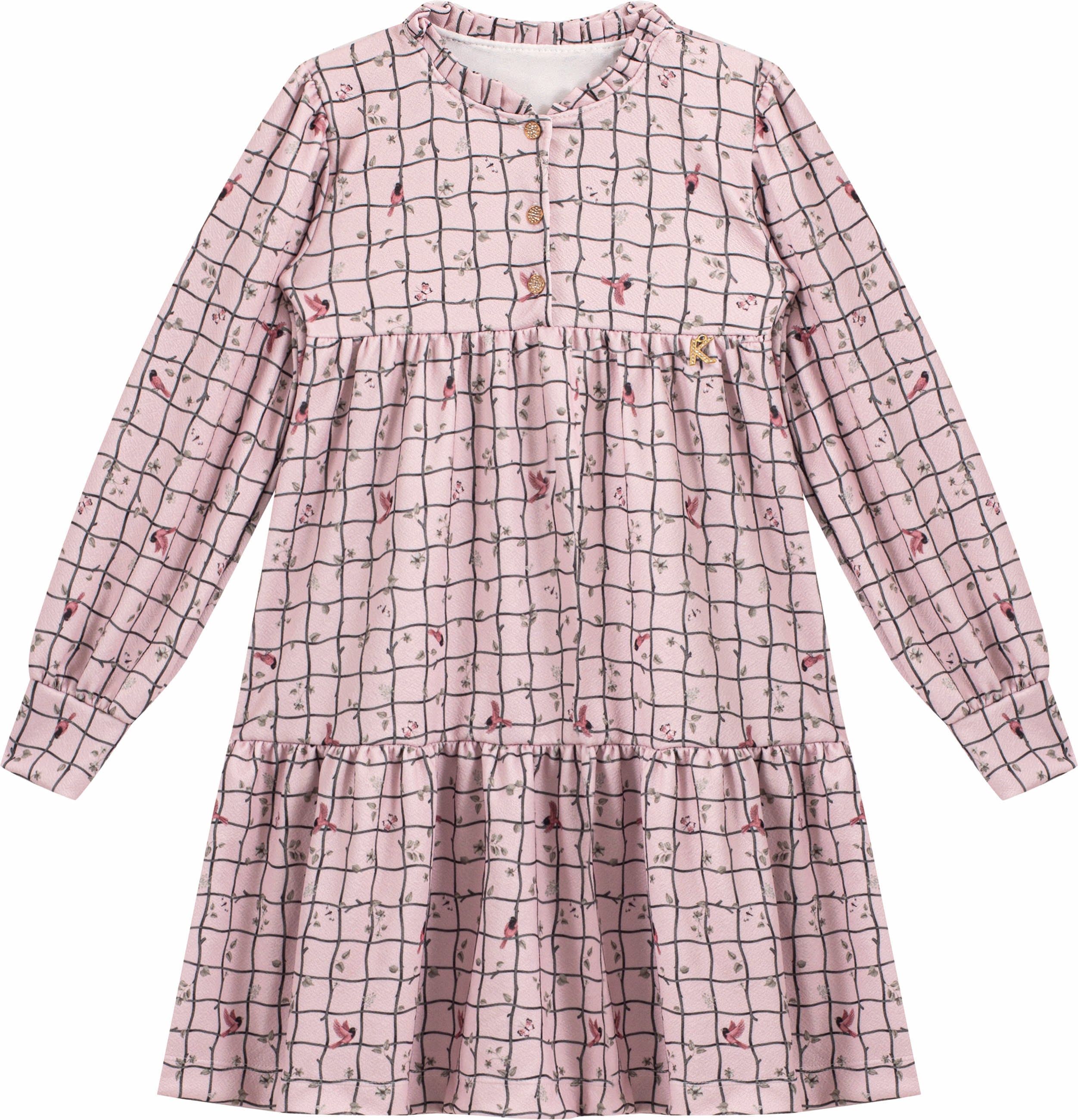 Vestido Manga Longa Outono Rosé Kiki