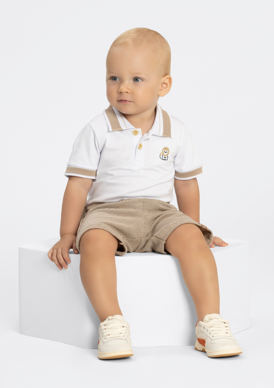 Conjunto Bebê Meninos Body Gola Polo e Bermuda Alakazoo