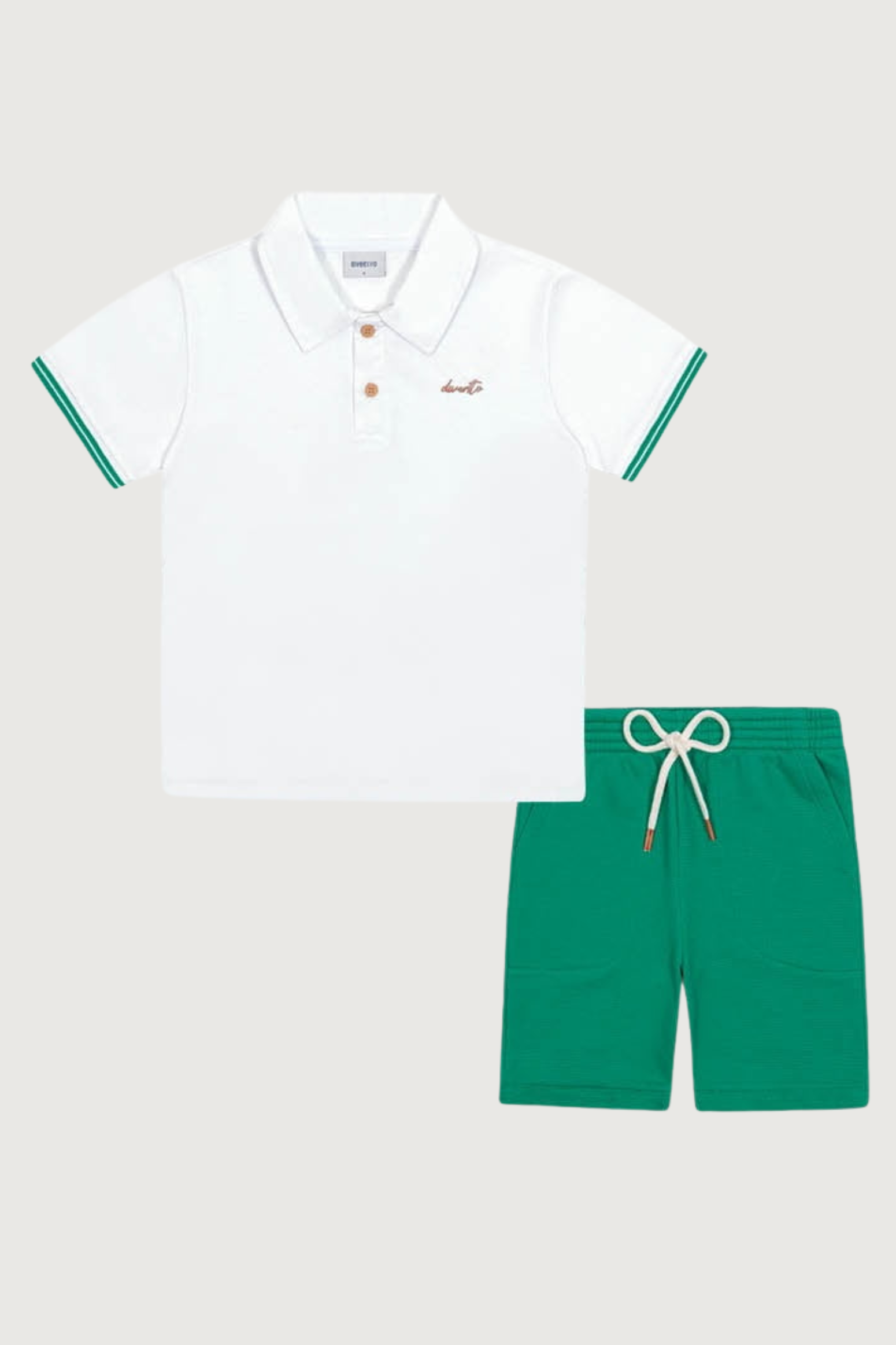 Conjunto Infantil Meninos com Gola Polo Branca
