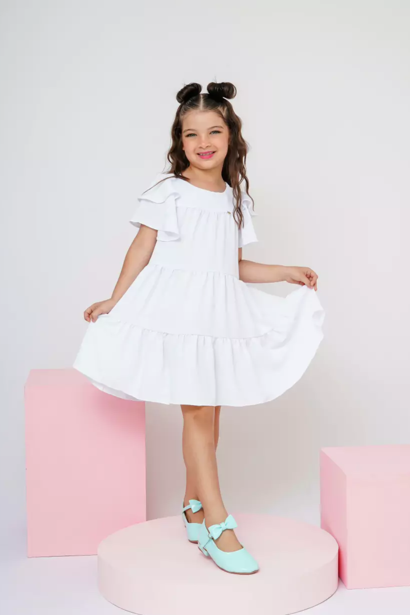 Vestido Infantil Branco Luxo (Batizado, Casamento, Formatura, Reveillon)