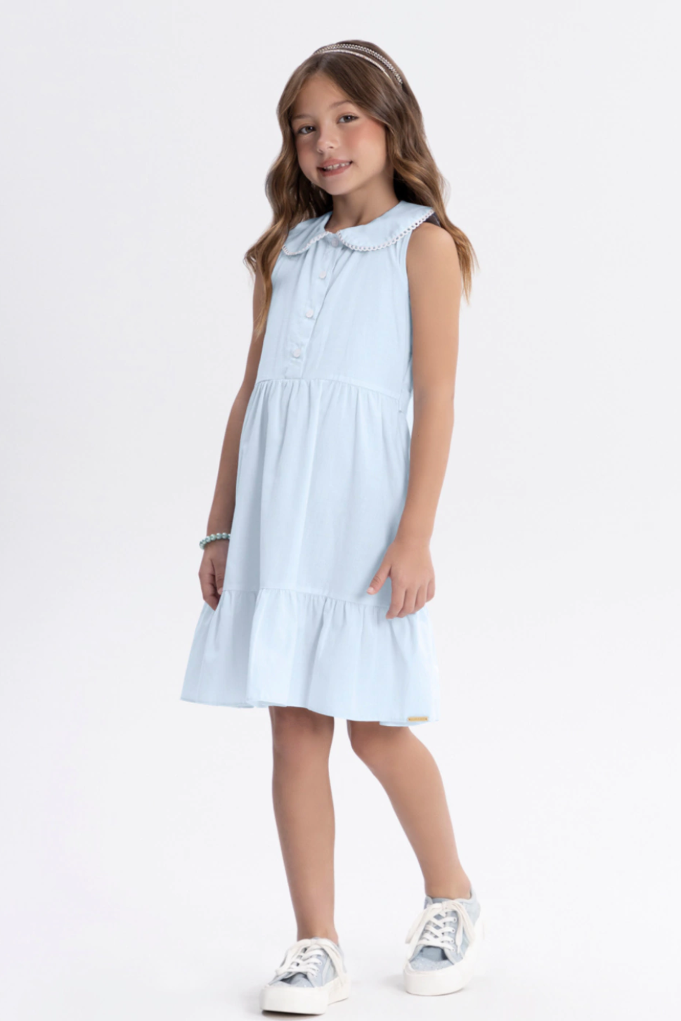 Vestido Infantil Gola Boneca sem Mangas