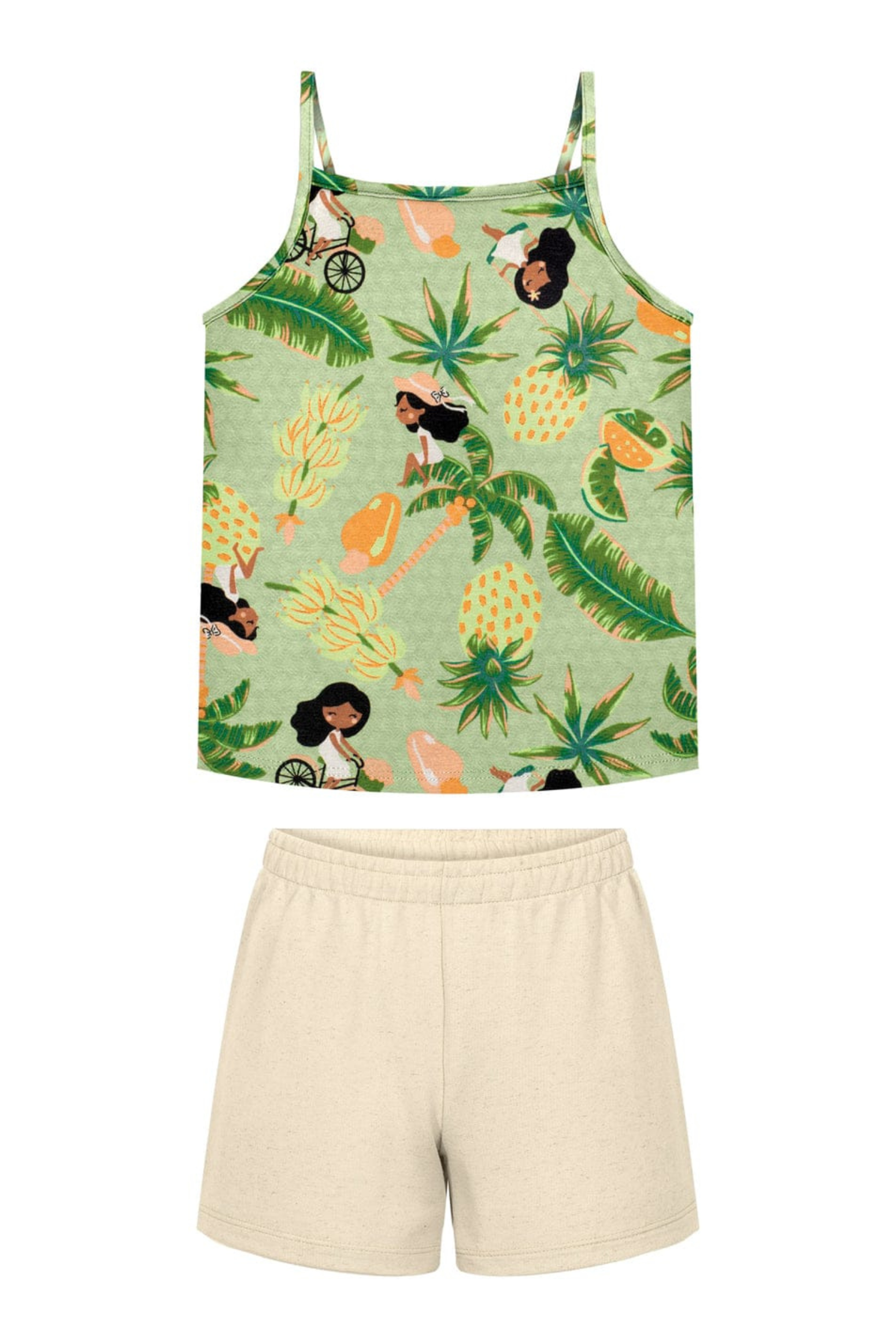 Conjunto Infantil Meninas Verão 100% Algodão Alakazoo