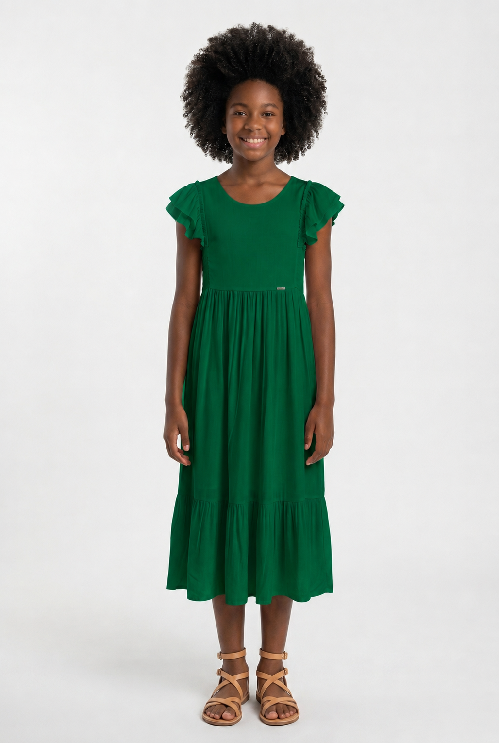 Vestido Branco Longo Juvenil em Viscose