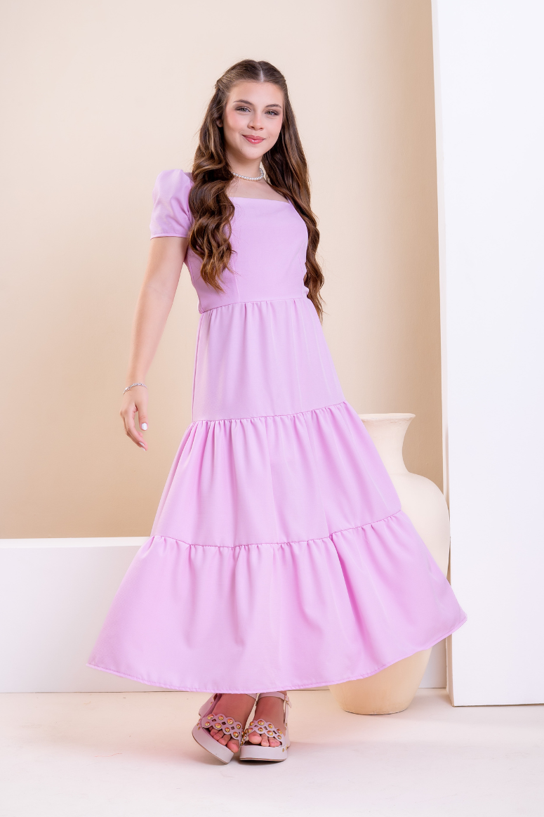 Vestido Longo Juvenil Festas Lilás