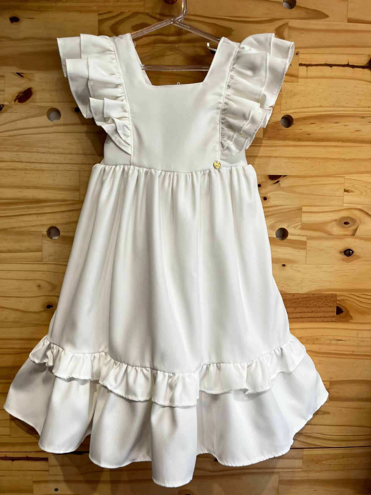 Vestido Infantil Meninas Off White Luxo