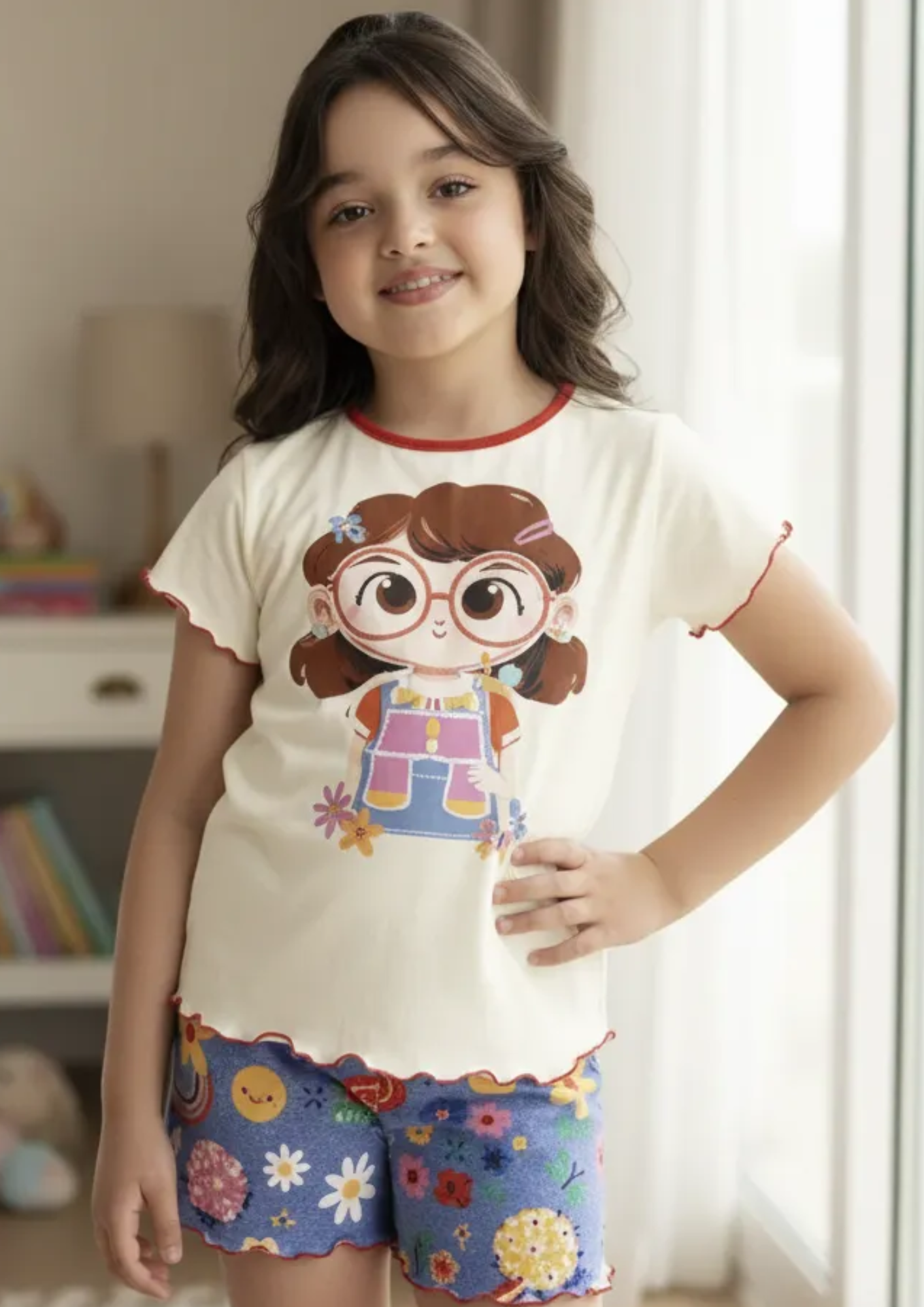 Pijama Infantil Meninas Colorido Brilha no Escuro Alakazoo
