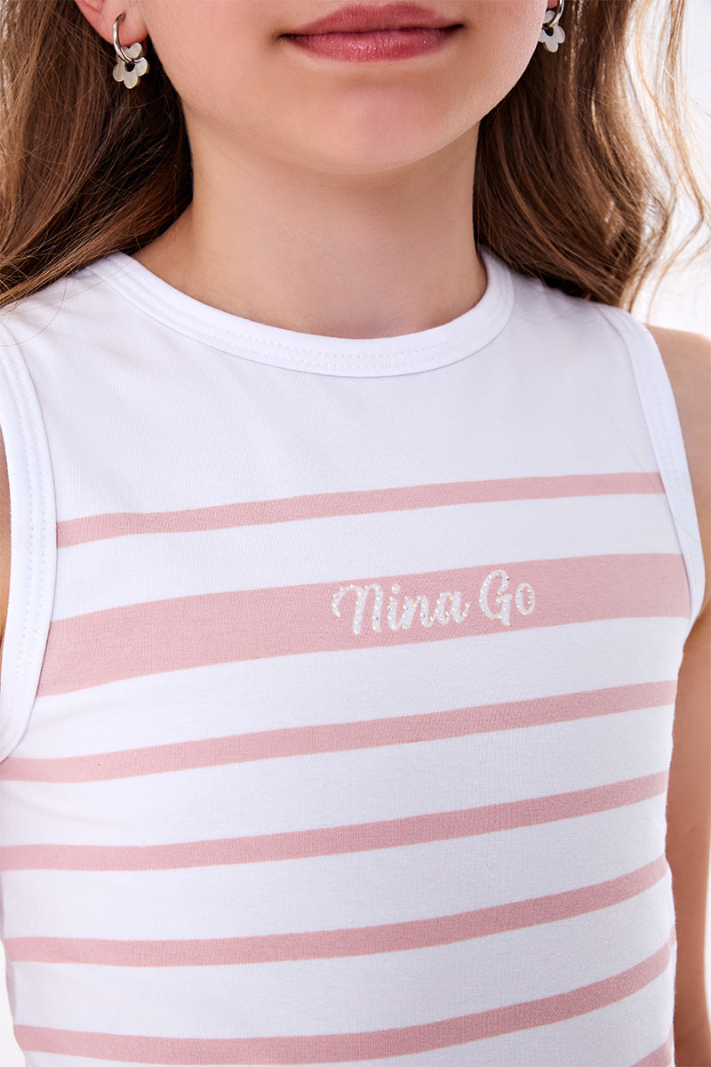 Conjunto Teen Menina Regata em Cotton e Short Clochard em Linho
