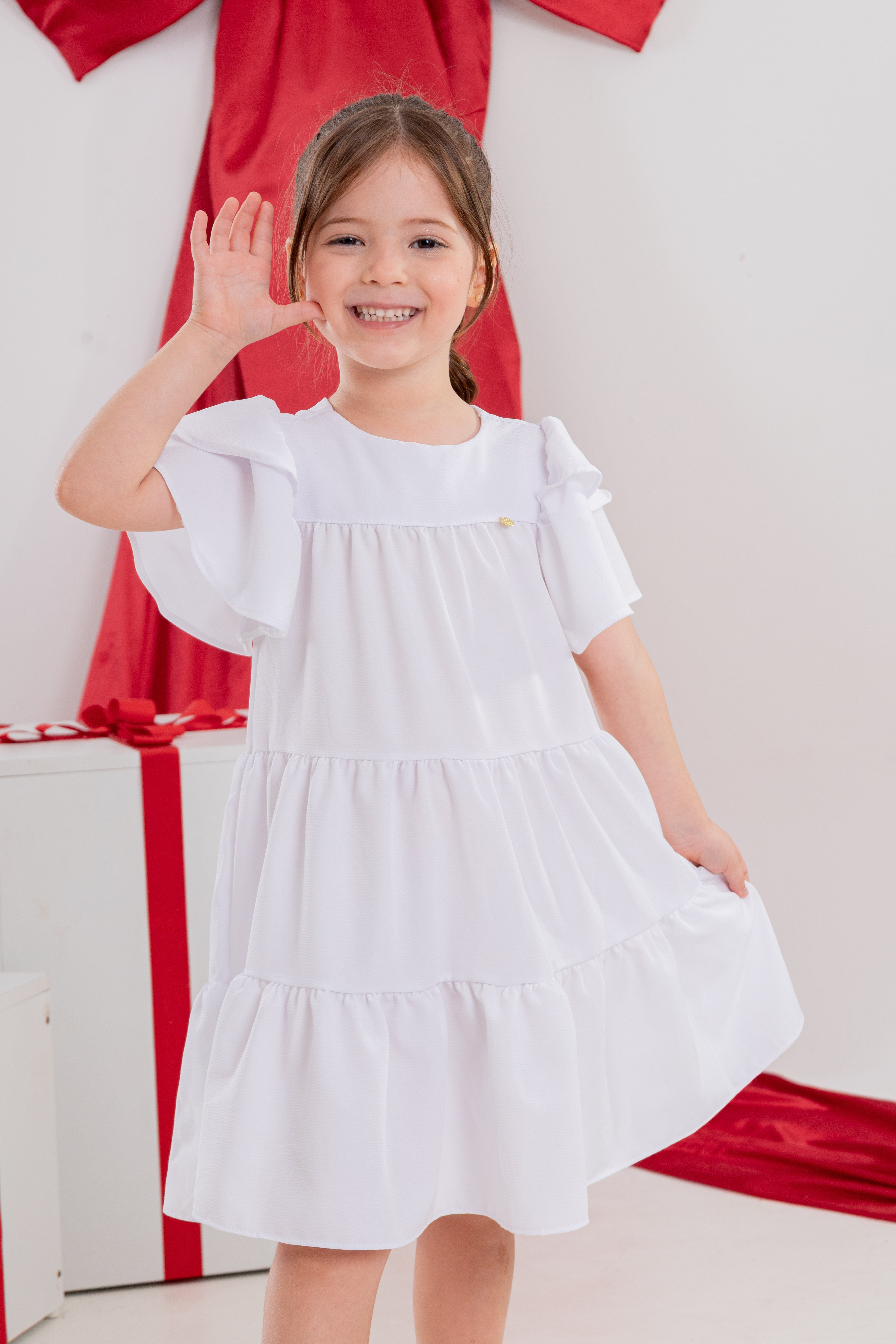 Vestido Infantil Branco Luxo (Batizado, Casamento, Formatura, Reveillon)