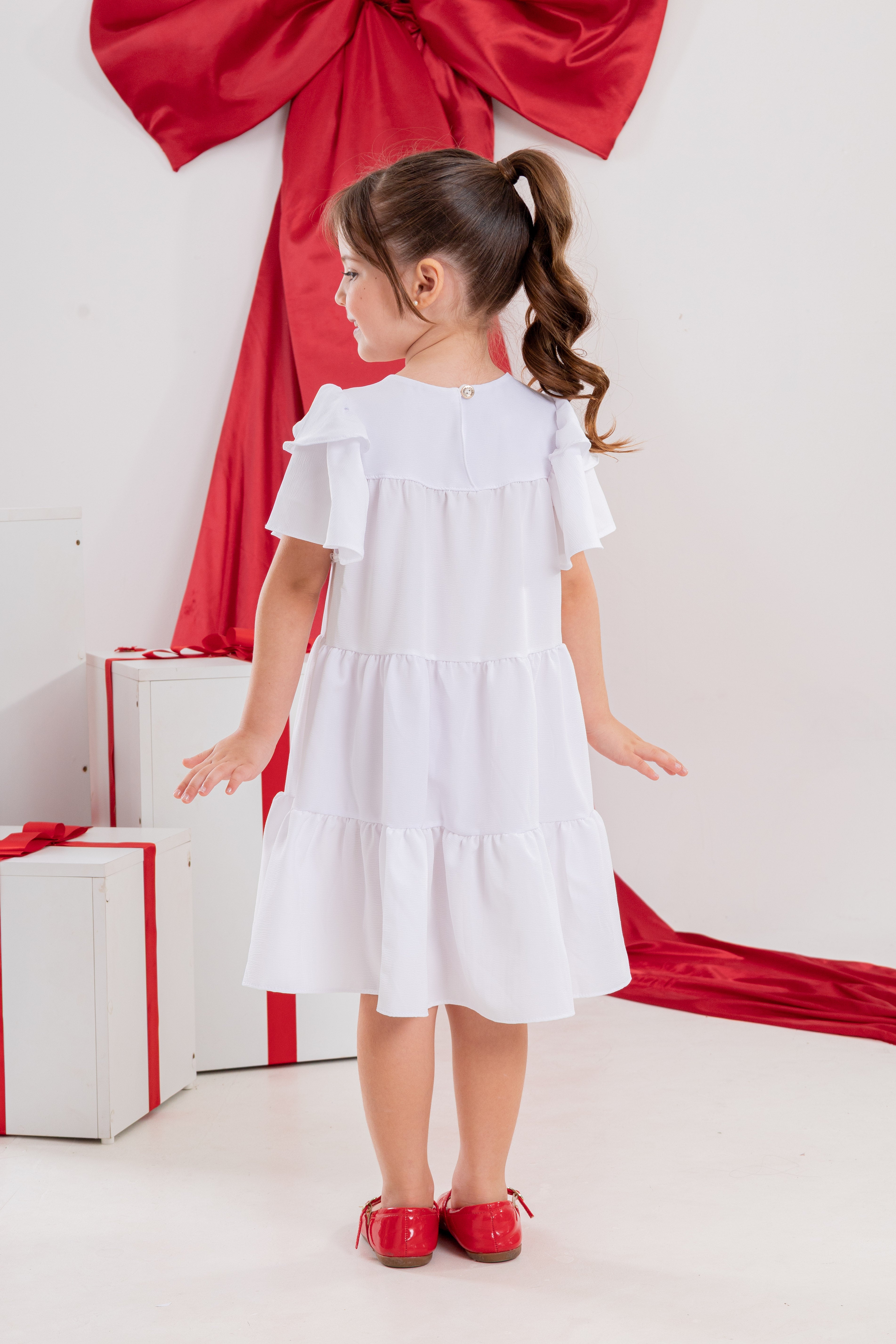 Vestido Infantil Branco Luxo (Batizado, Casamento, Formatura, Reveillon)