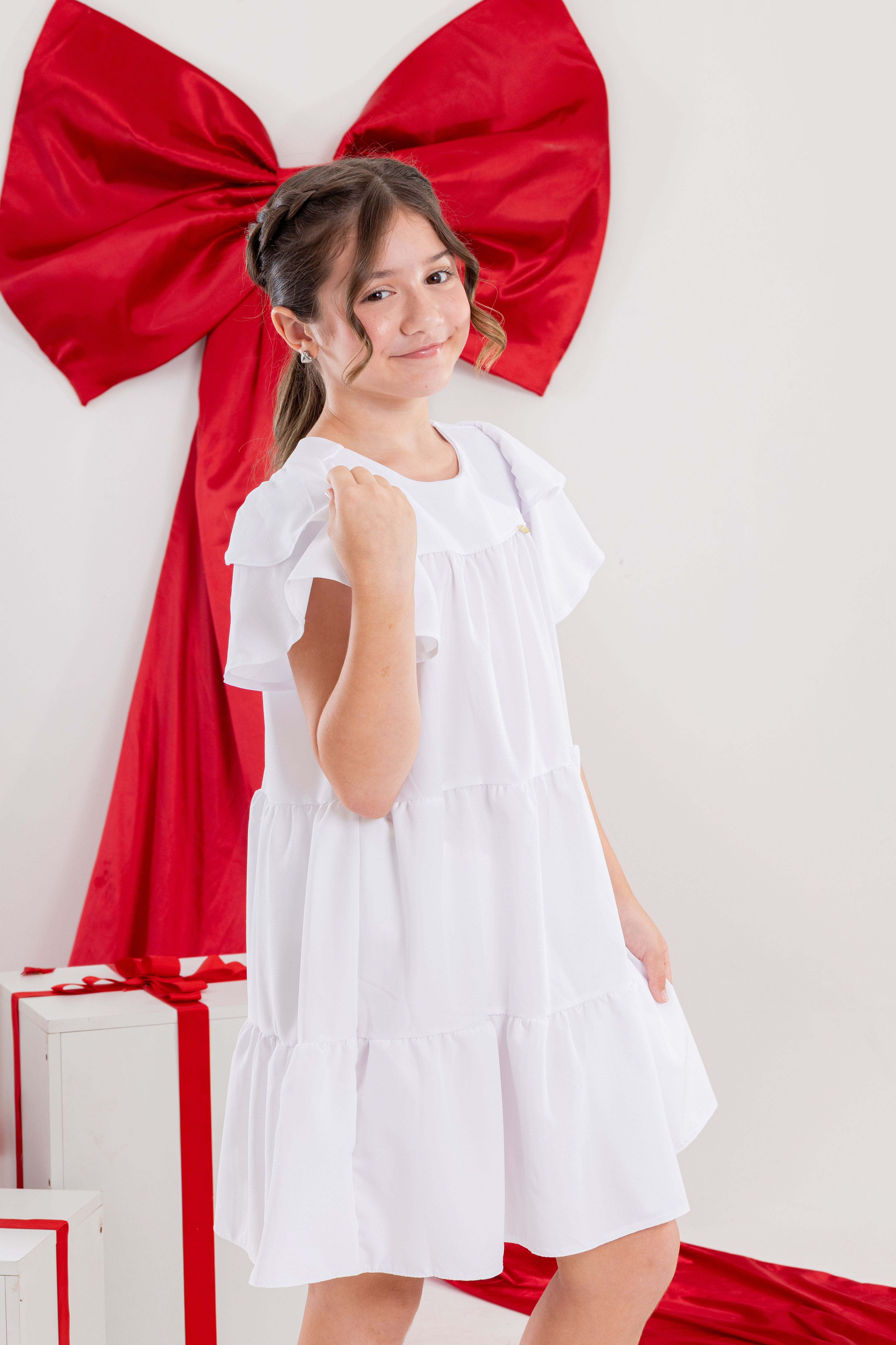 Vestido Infantil Branco Luxo (Batizado, Casamento, Formatura, Reveillon)