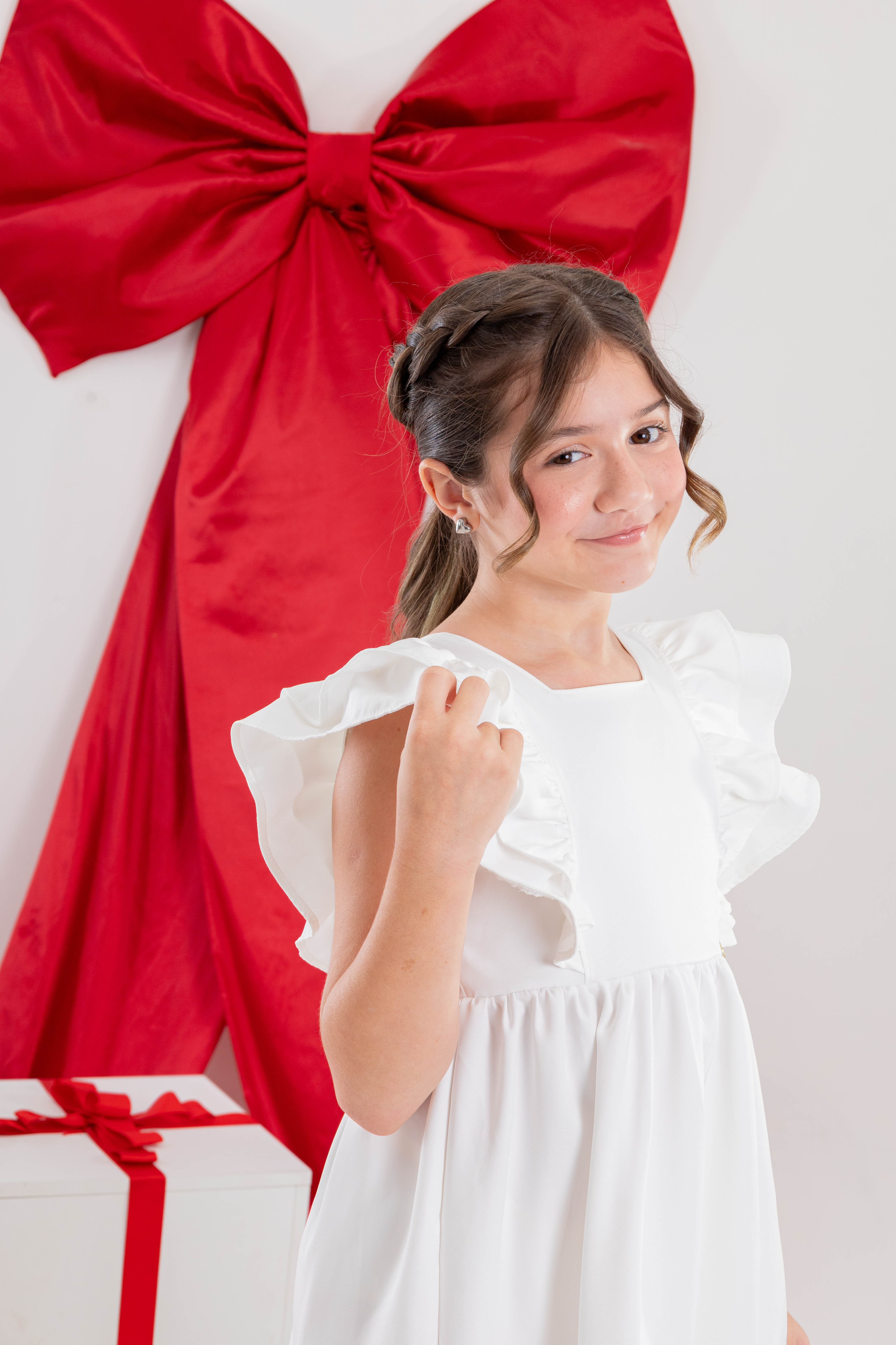 Vestido Infantil Meninas Off White Luxo
