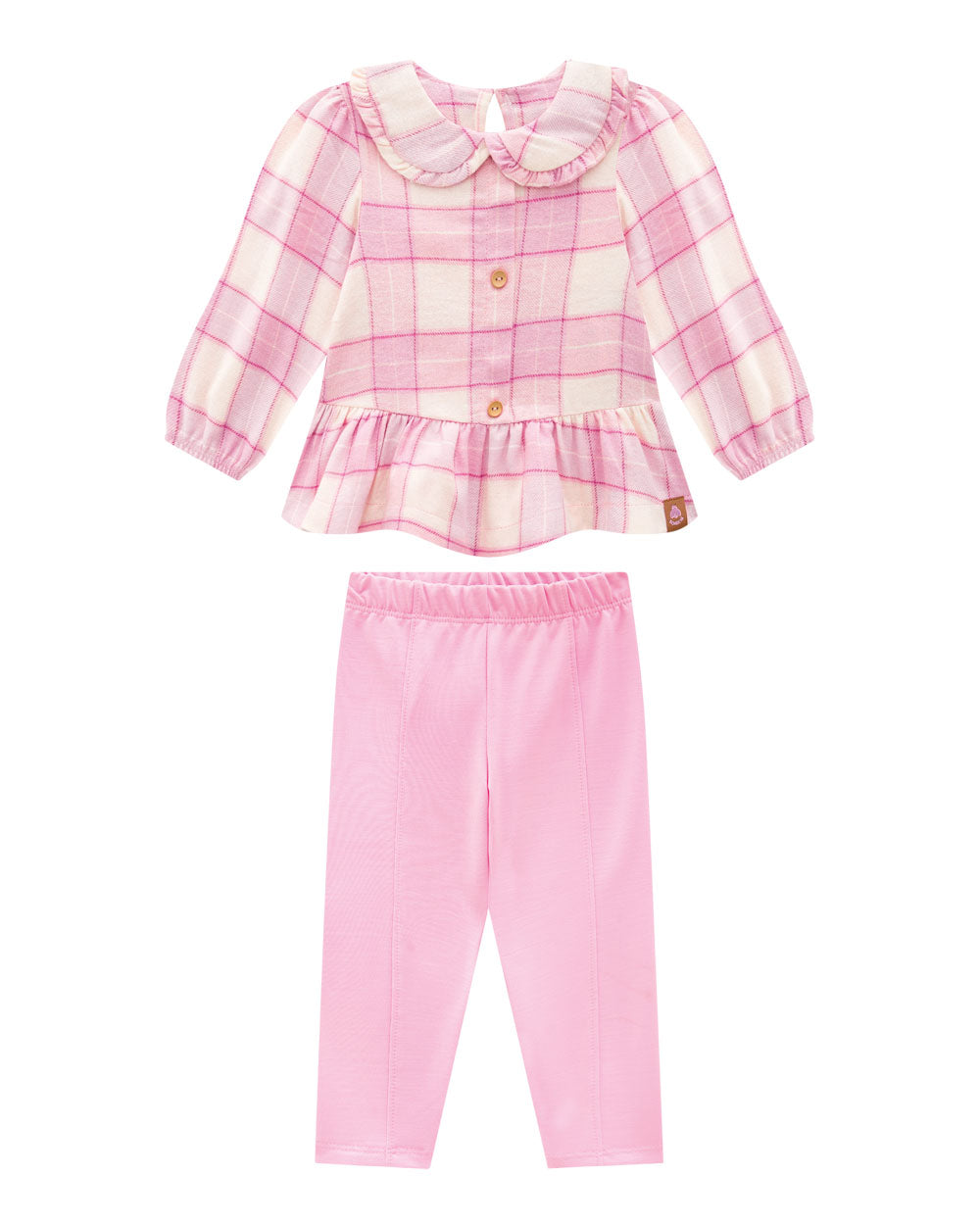 Conjunto Infantil Somini – Batinha Flanelada Floral e Legging em Helanca