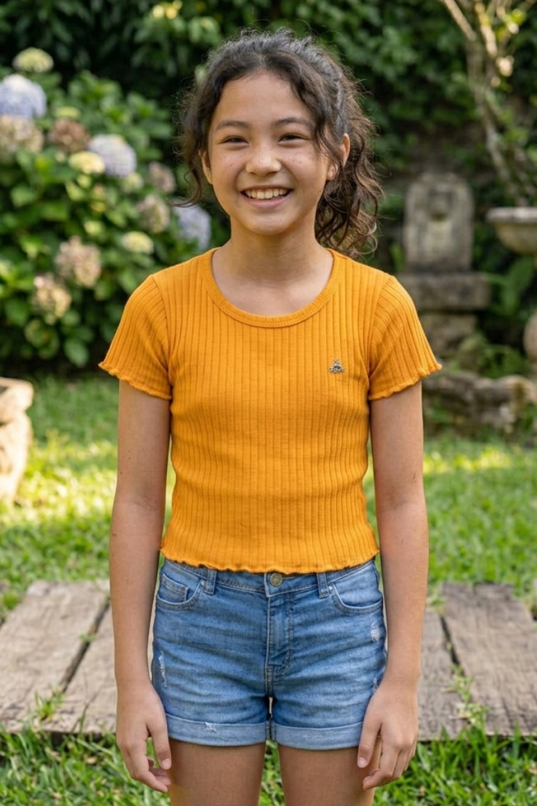 Blusa Infantil Canelada Soft Laranja