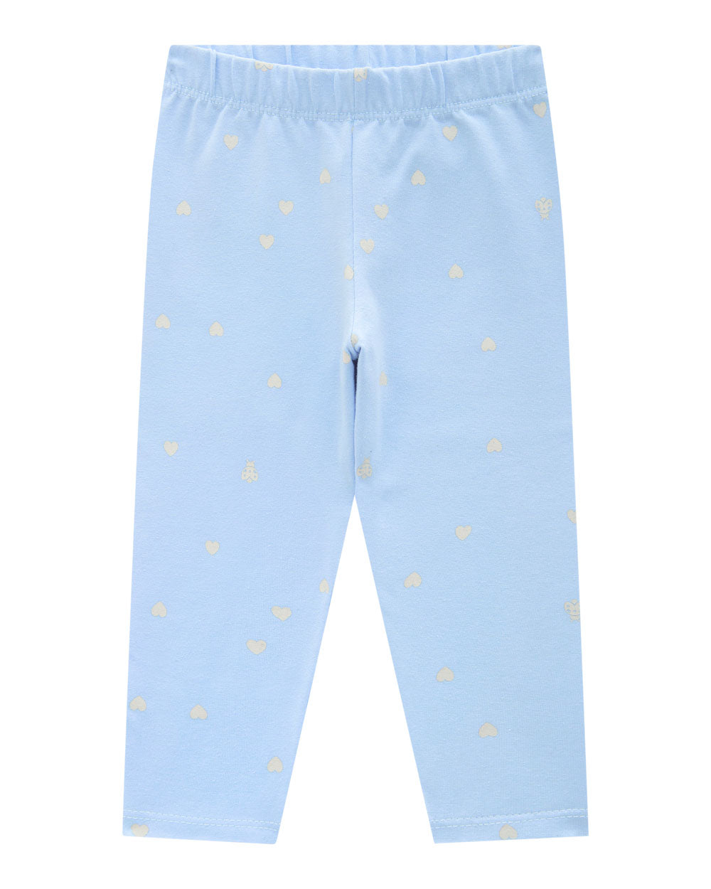 Conjunto Menina Bebê Bata Off-White e Legging Cotton Azul Claro Somnii
