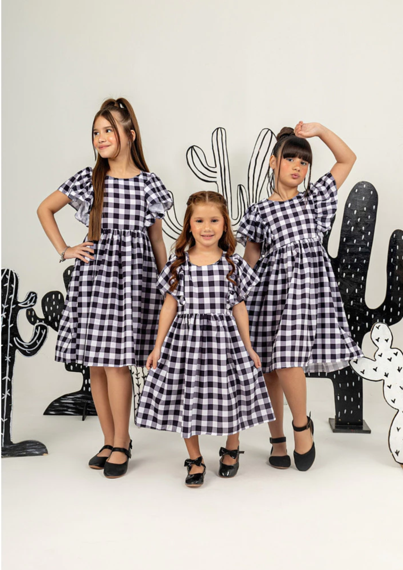 Vestido Infantil Festa Junina Menina Xadrez Preto