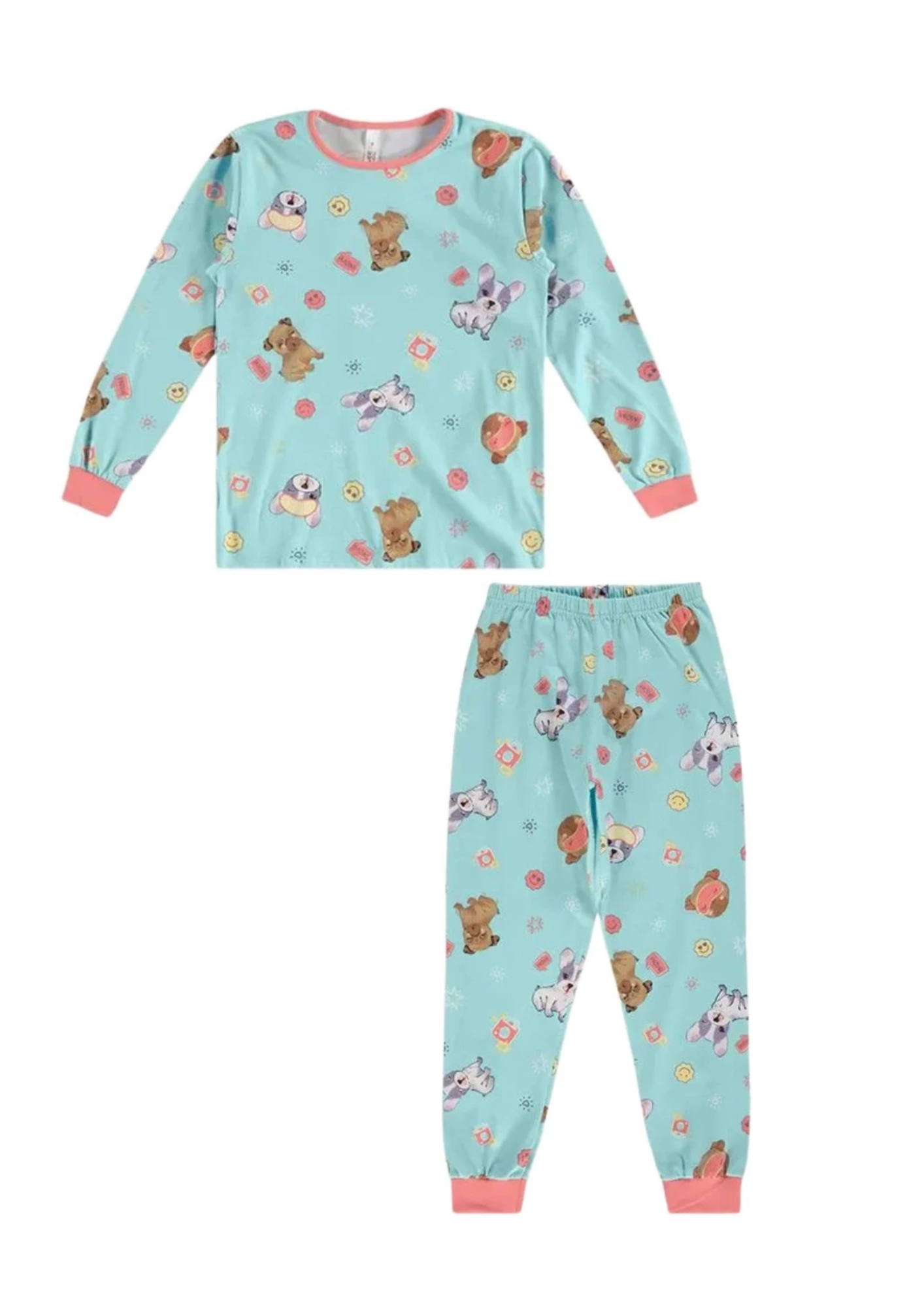 Pijama Infantil Meninas Algodão Brilha Cachorrinhos  no Escuro Malwee