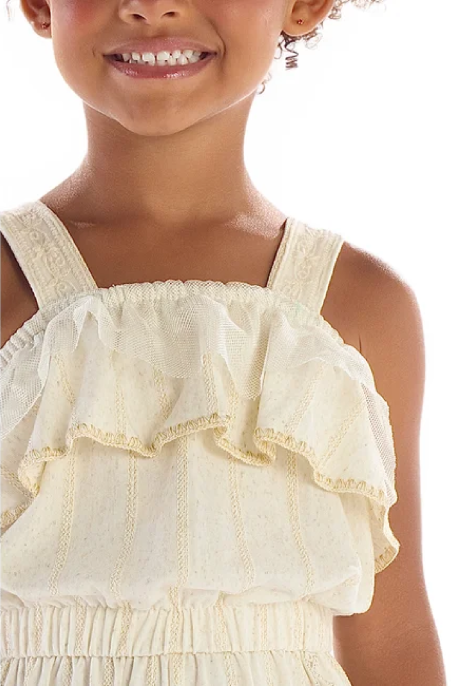 Macacão Infantil Off em Malha Linho com Brilho