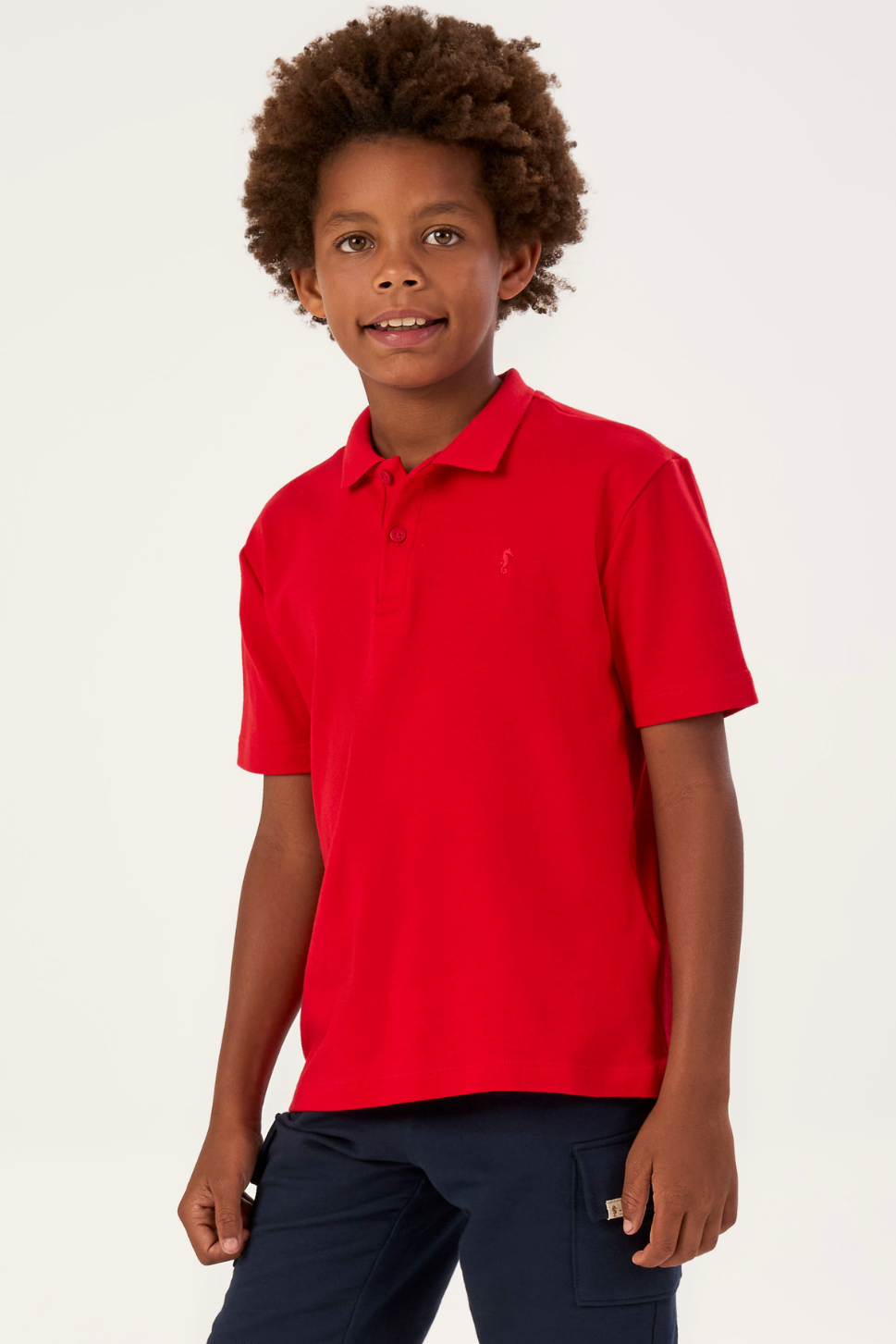 Camisa Polo Infantil Meninos Ribana Vermelha