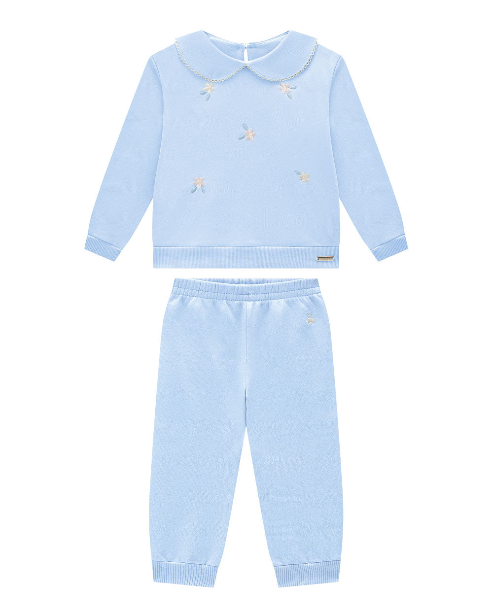 Conjunto Baby Meninas Moletom Bordado Gola Boneca