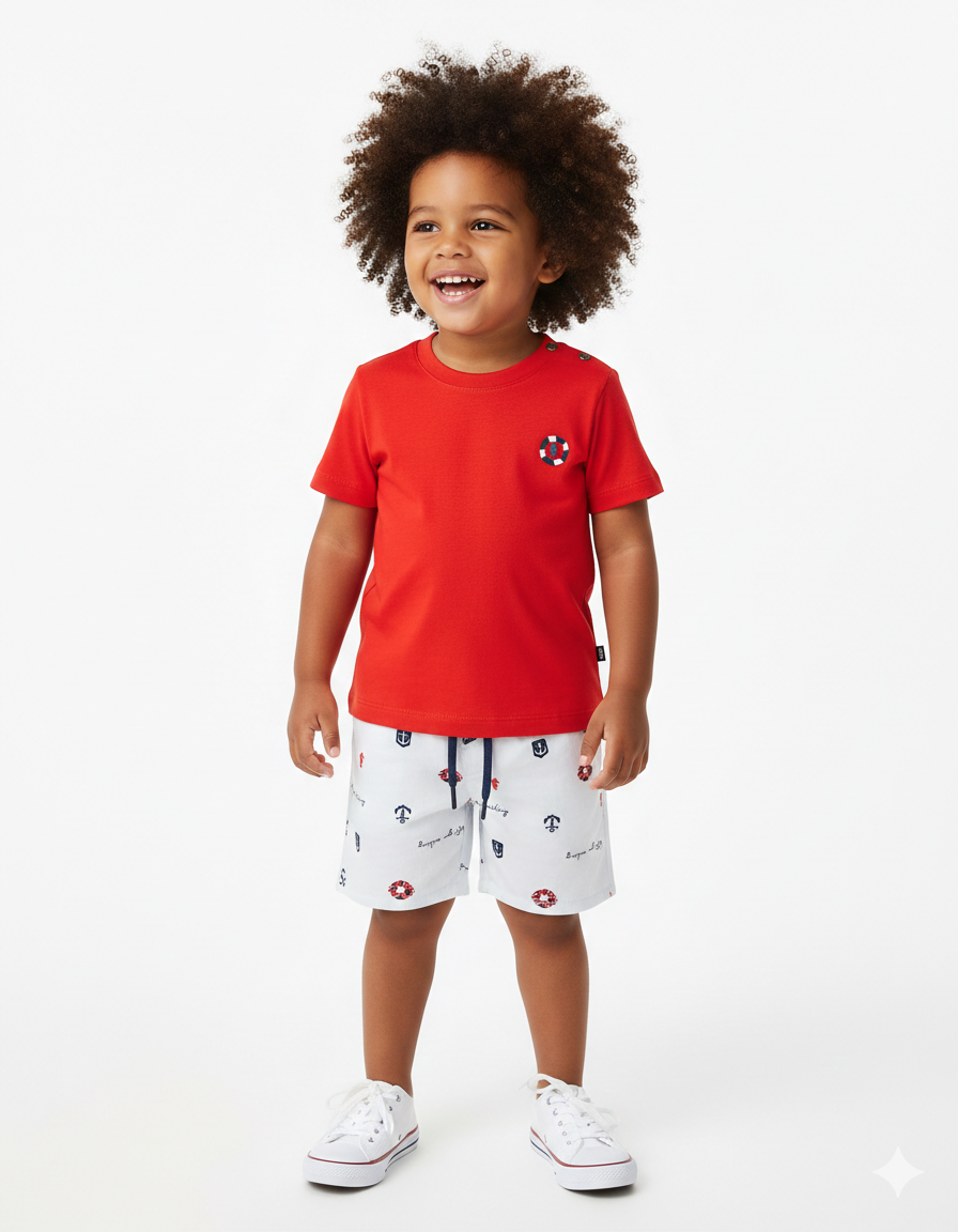 Conjunto Infantil Meninos Meia Malha Onda Marinha