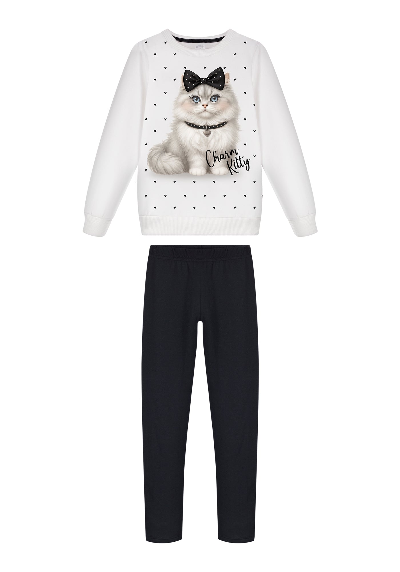 Conjunto Moletom Infantil Menina Alakazoo Gatinha Charm Kitty e Calça Legging