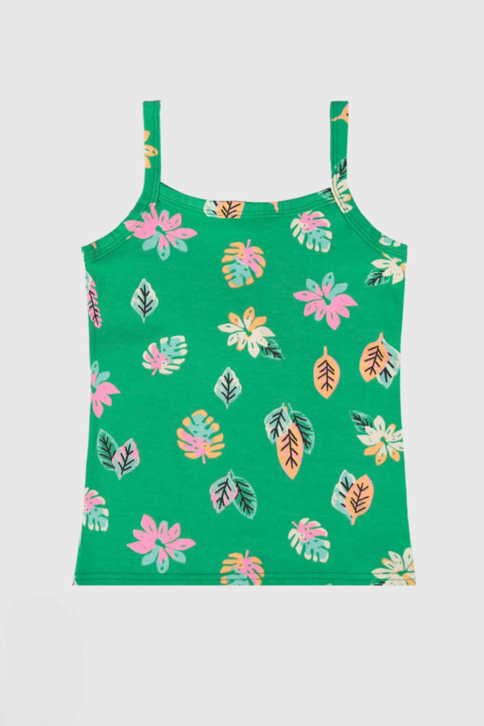 Regata Infantil Meninas Alto Verão Estampa Tropical Verde - Malwee