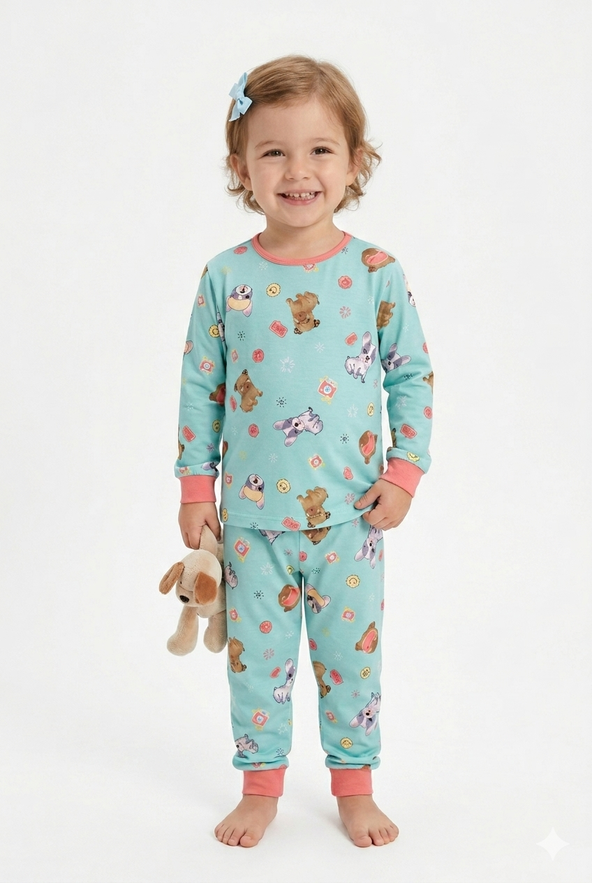 Pijama Infantil Meninas Algodão Brilha Cachorrinhos  no Escuro Malwee