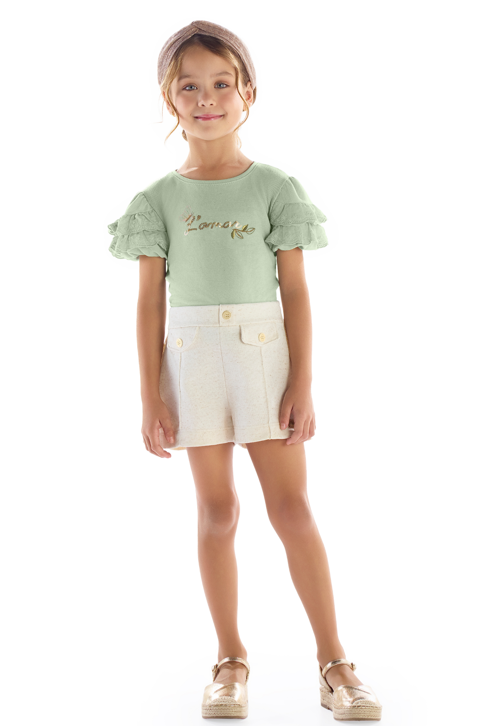 Conjunto Blusa Com Renda Importada e Lantejoulas Kiki Xodó