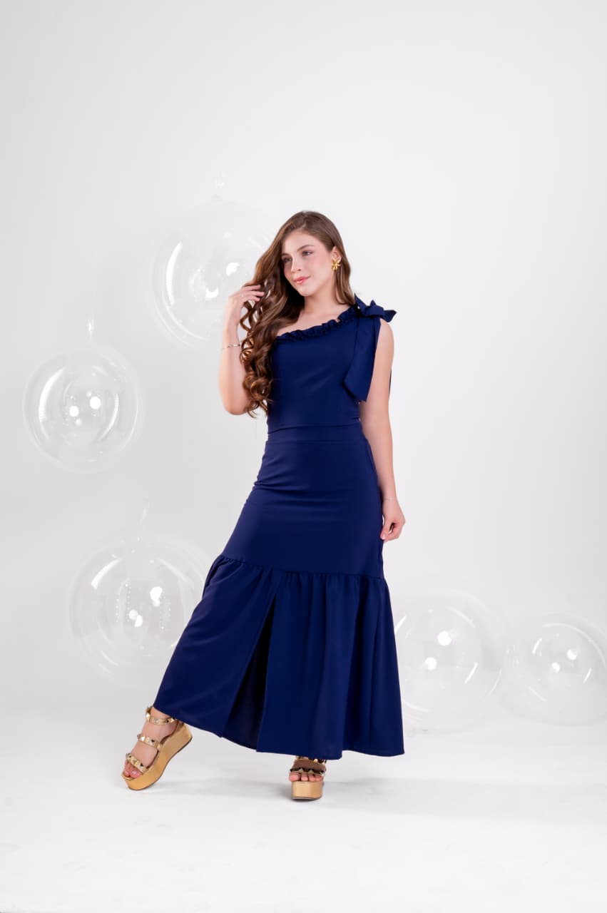 Conjunto Teen Saia Longa e Cropped com Laço no Ombro