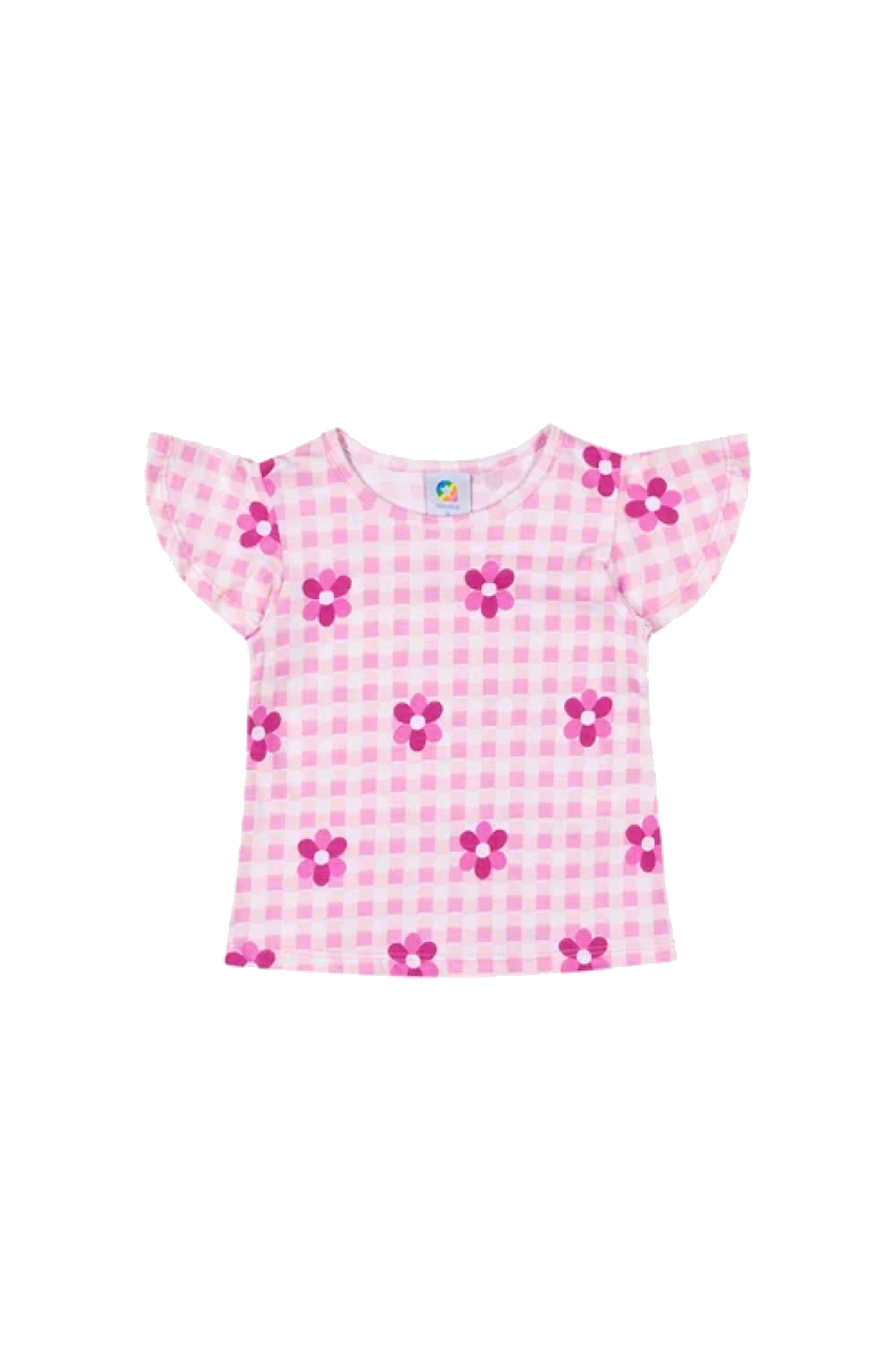 Camiseta Regata Infantil Meninas Quadriculada Rosa Pink