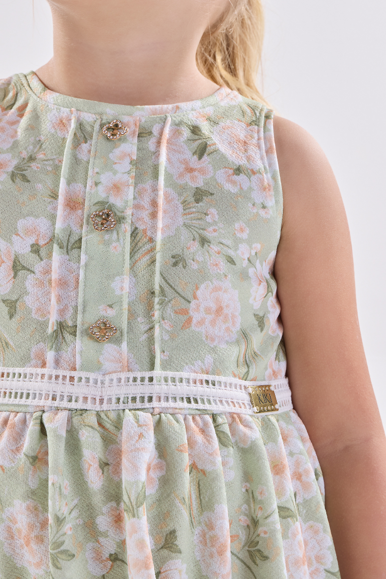 Vestido Verão Baby Verde Floral  Kiki