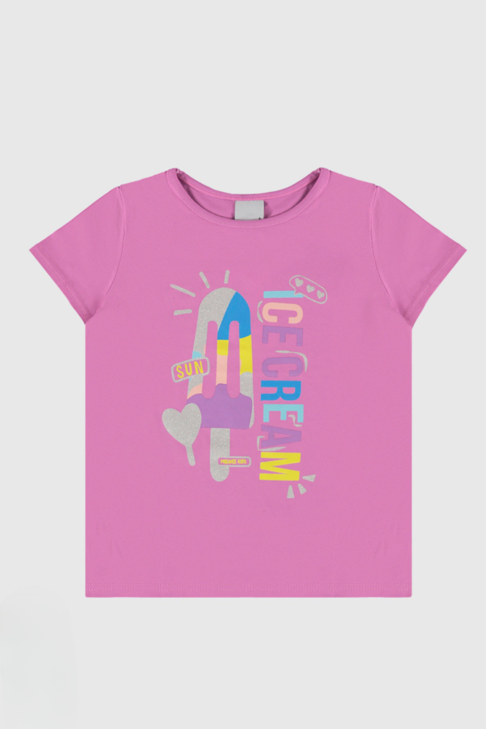Camiseta Baby Look Infantil Meninas Ice Rosa Malwee Kids