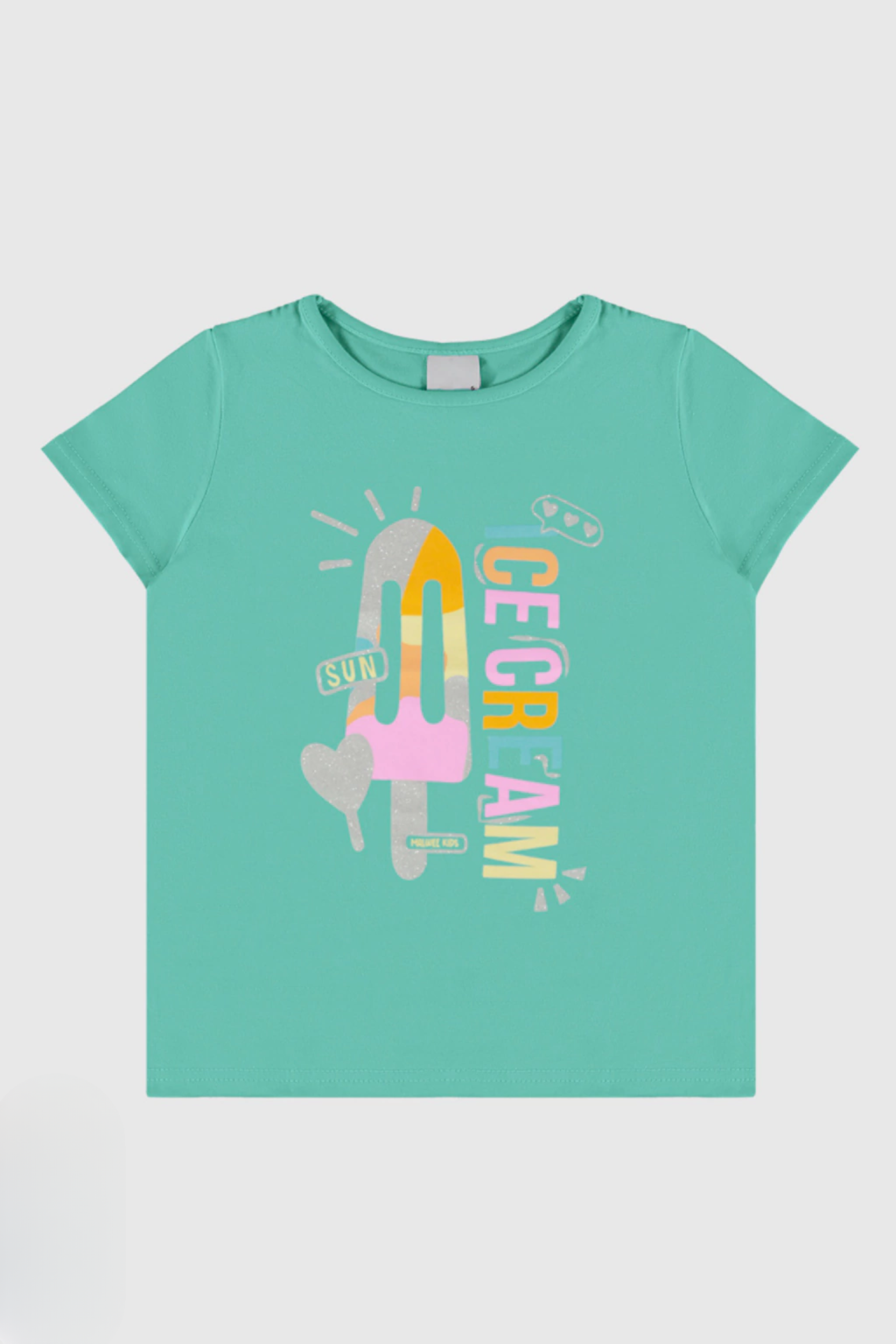 Camiseta Baby Look Infantil Meninas Ice Verde Malwee Kids