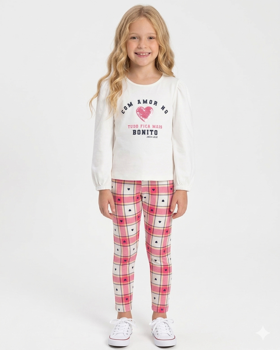 Conjunto Legging Infantil Meninas Com Amor