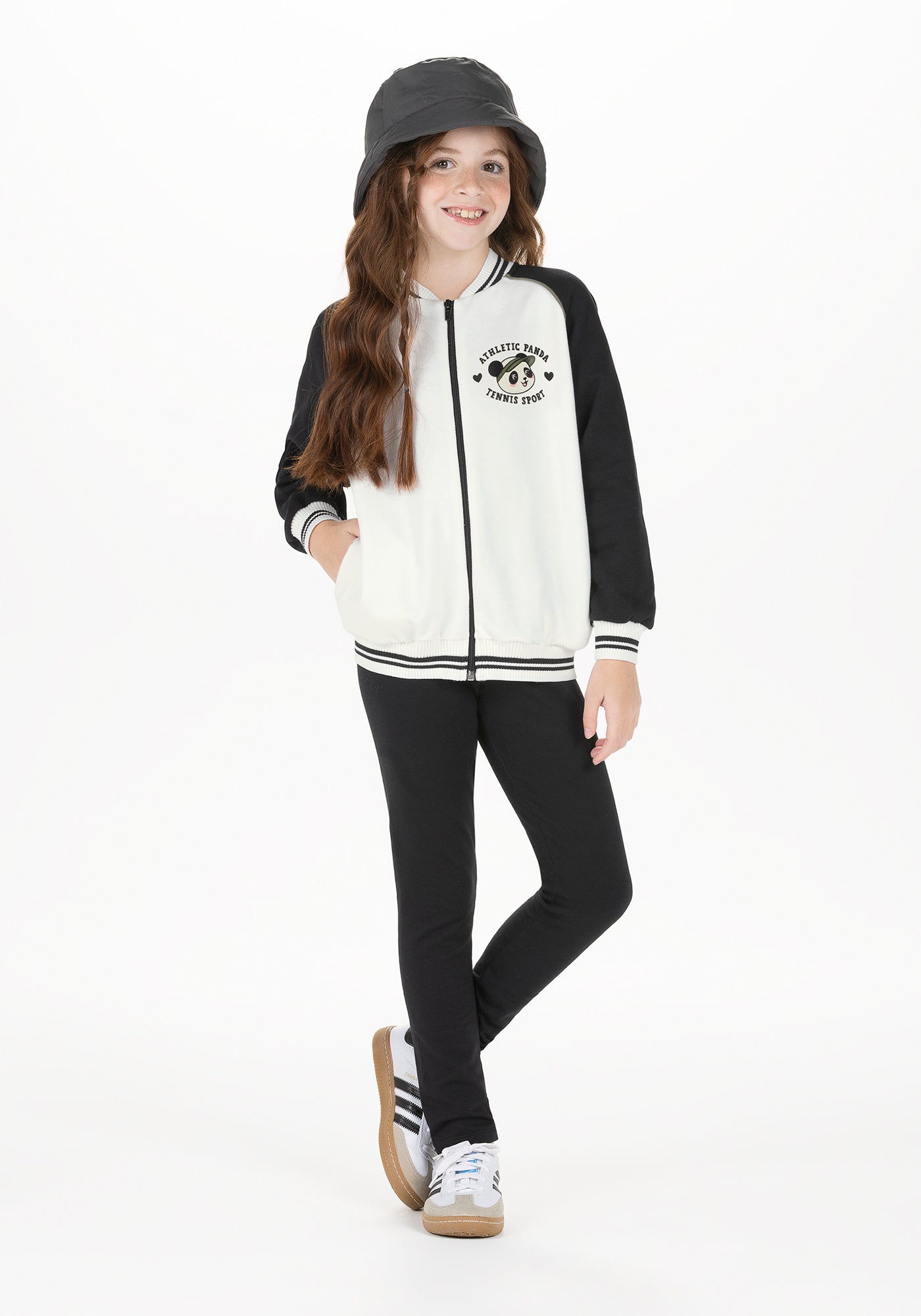 Conjunto Moletom Juvenil Menina Alakazoo Aberto Panda Estilo Colegial
