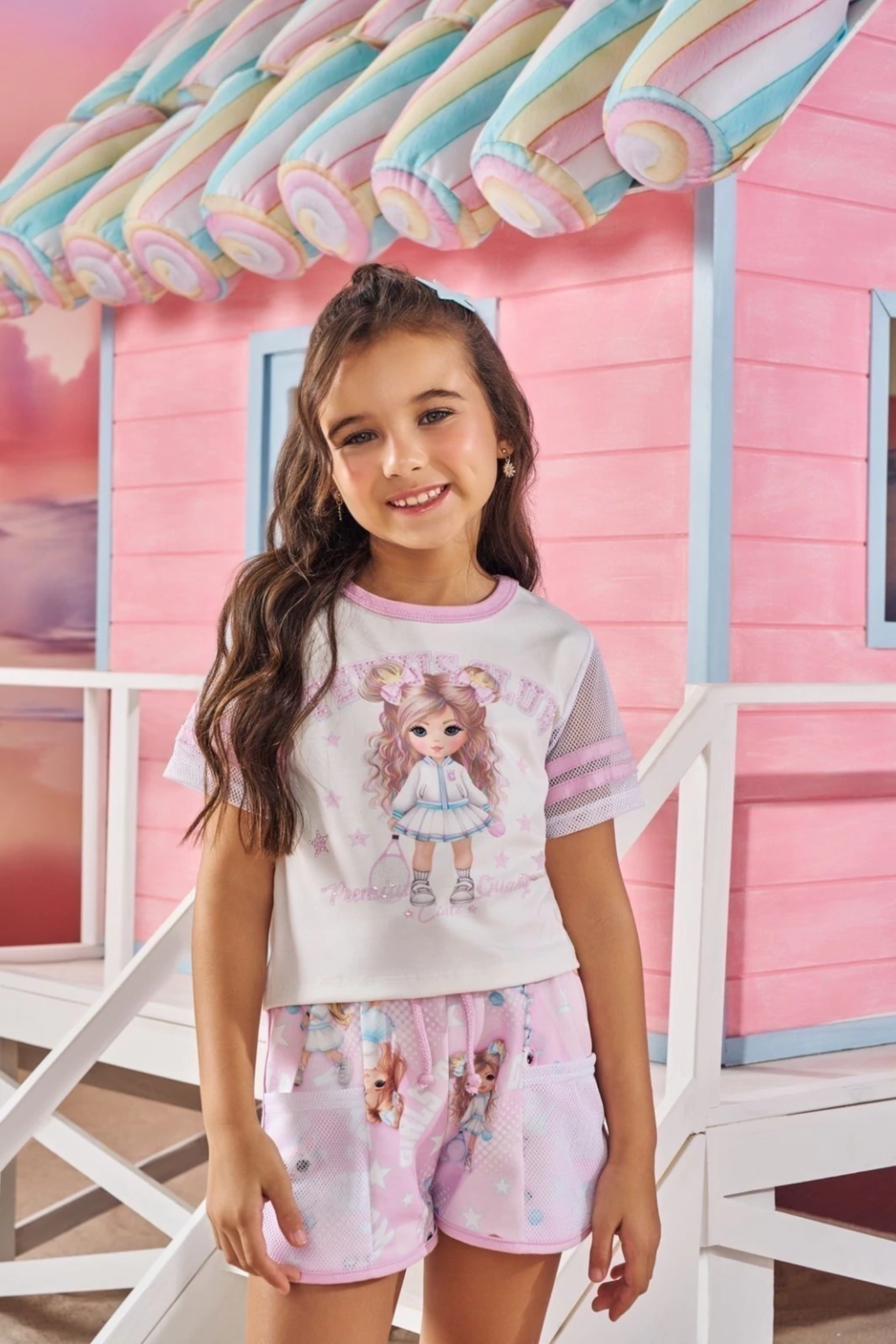 Conjunto Infantil MeninasTennis Club Shorts Molecotton Cinti