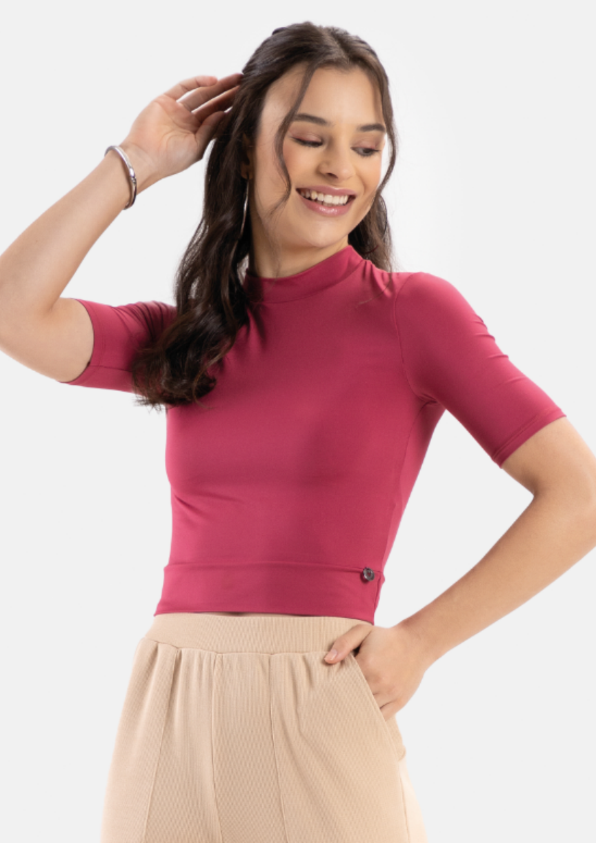 Blusa Manga Curta Malha Modeli
