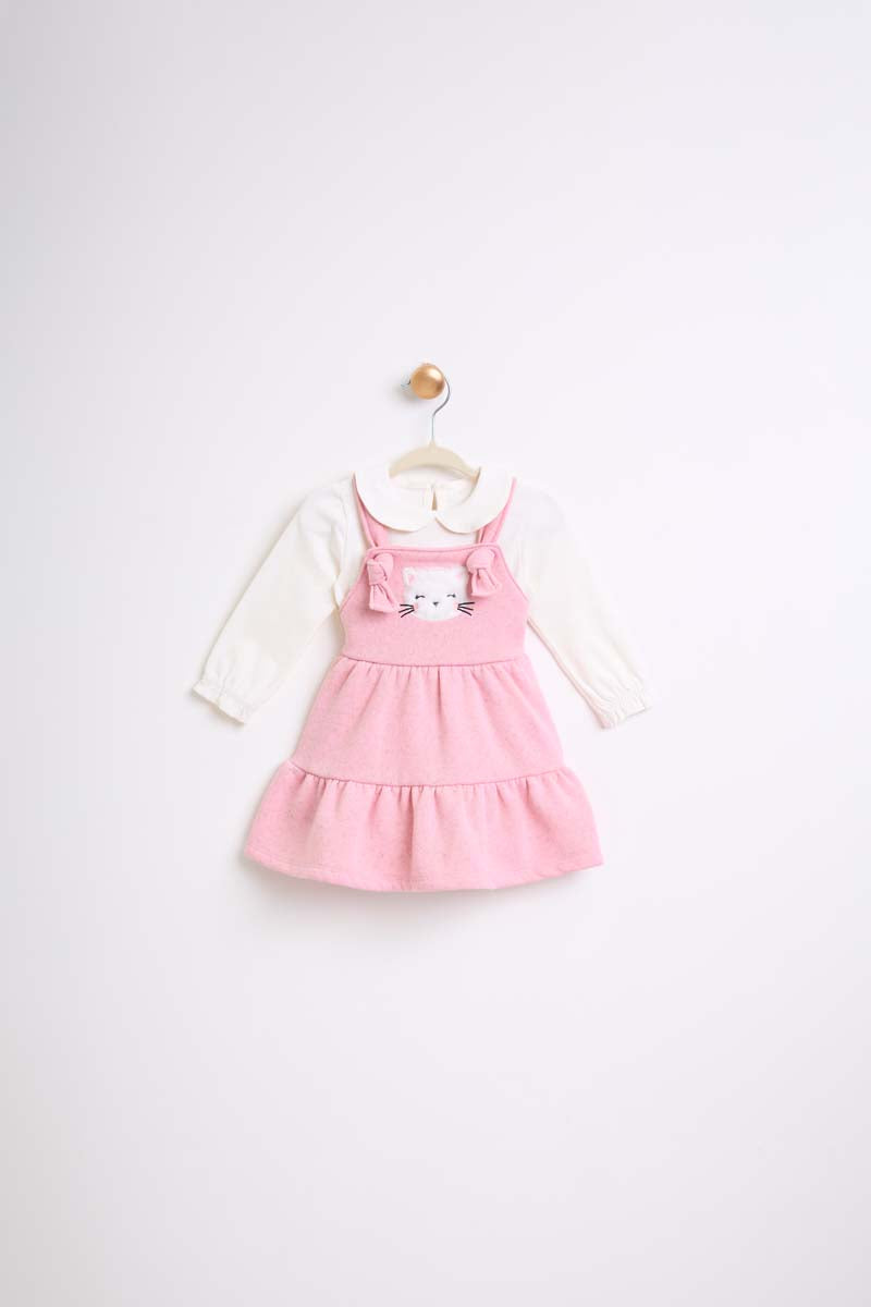 Salopete Baby Moletom Gatinha Body em Cotton