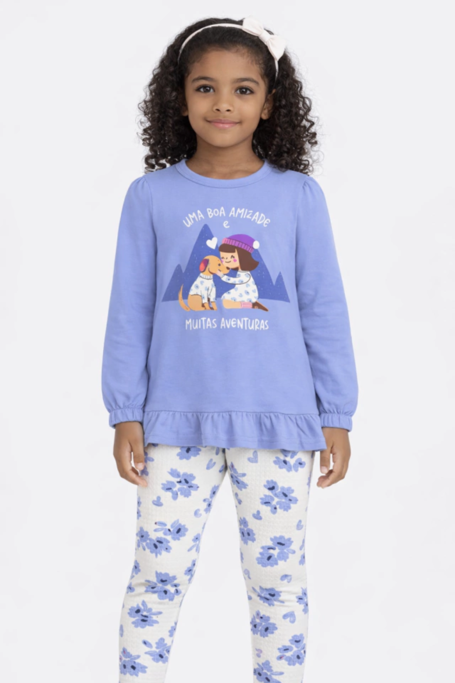 Conjunto Infantil Meninas Legging Meia Estação Lilás