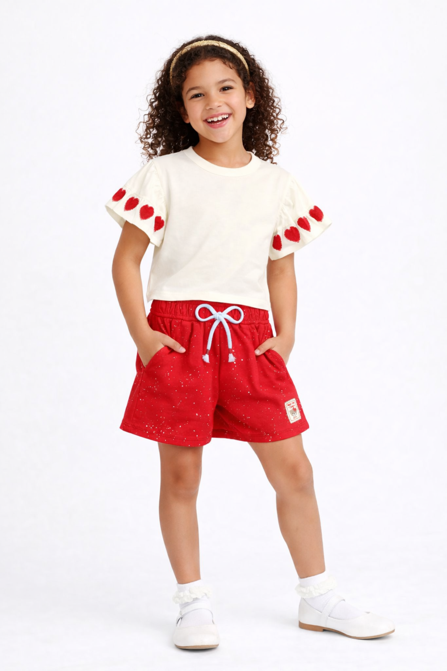 Conjunto Verão Bermuda Glitter Love Vermelho