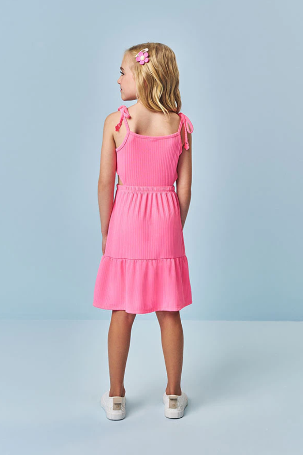 Vestido Infantil Feminino Cinti Rosa com Aplicação Strass